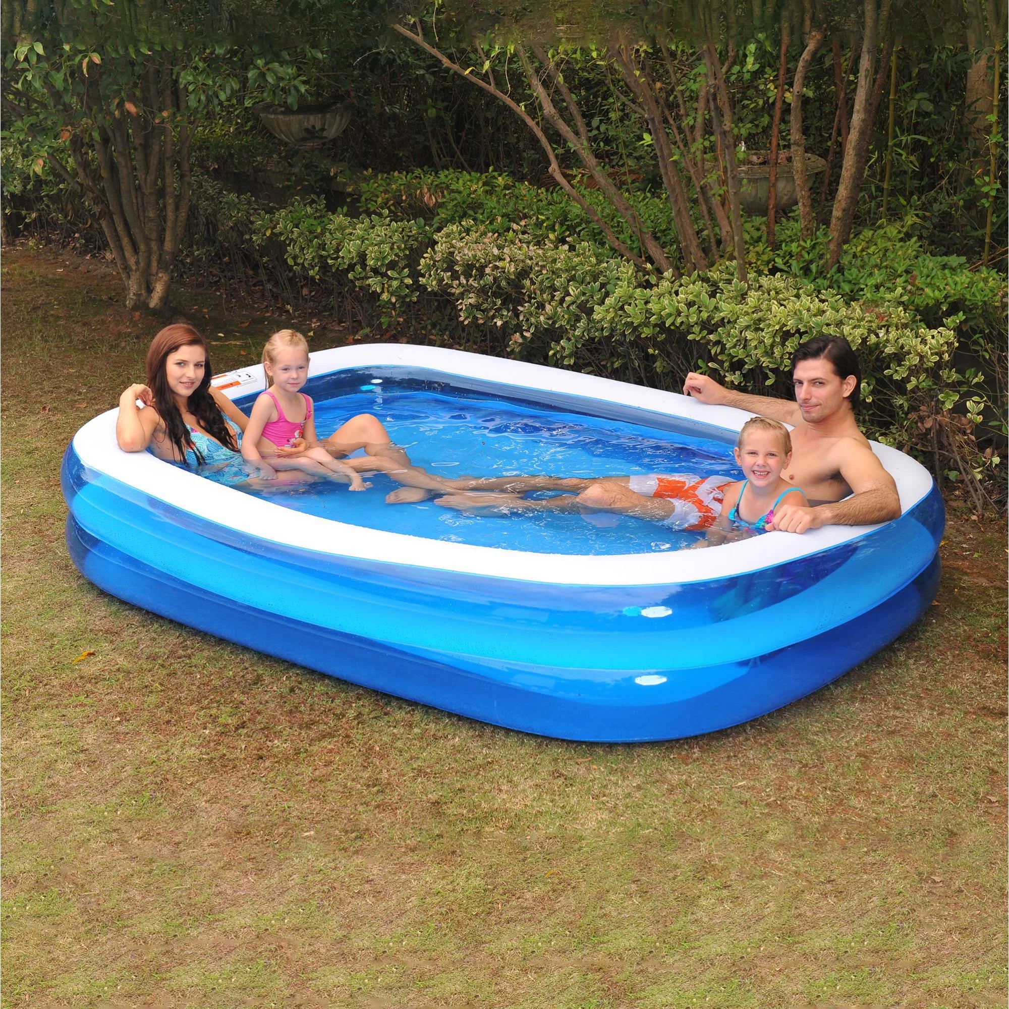 and White Inflatable Pool 8.5' Blue Swimming Rectangular