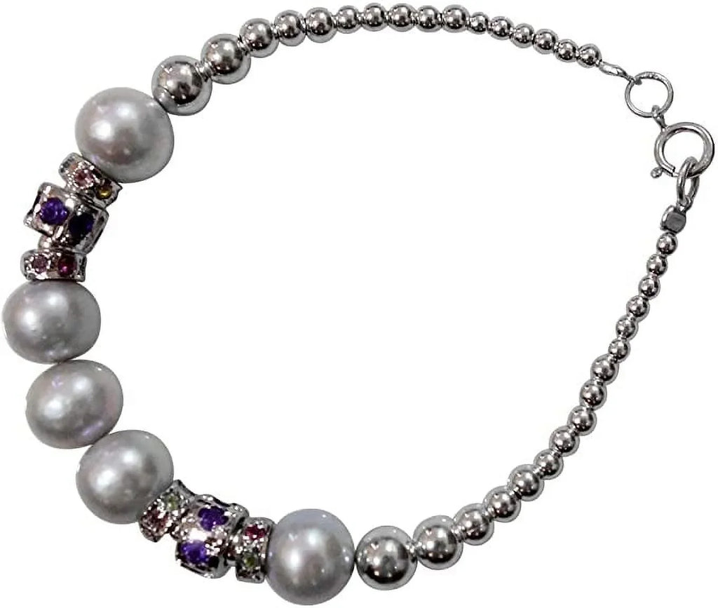 Fashion Gift Handmade Amethyst Bracelet, Bracelet Tourmaline Jewelry, Pearl, Designer Gemstone Charm for Party Bracelet Sterling 925 Women, Silver