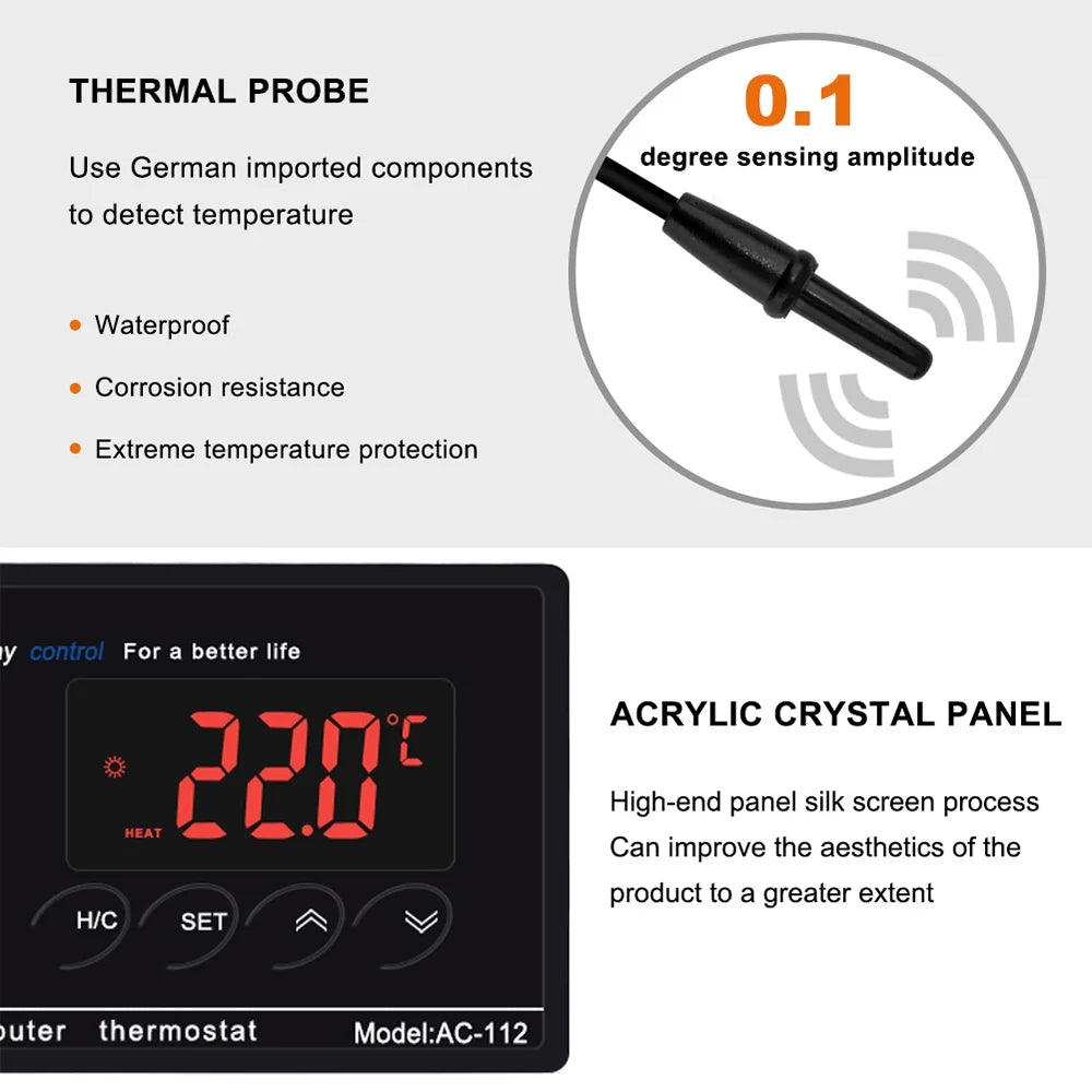 Reptiles Home Brewing Cooling Digital Freezer Incubation Lepmerk -40â~110â?Plug House with Green Temperature Chest Heating Controlled Thermostat Reptile Controller Thermostat Mode & for Outlet