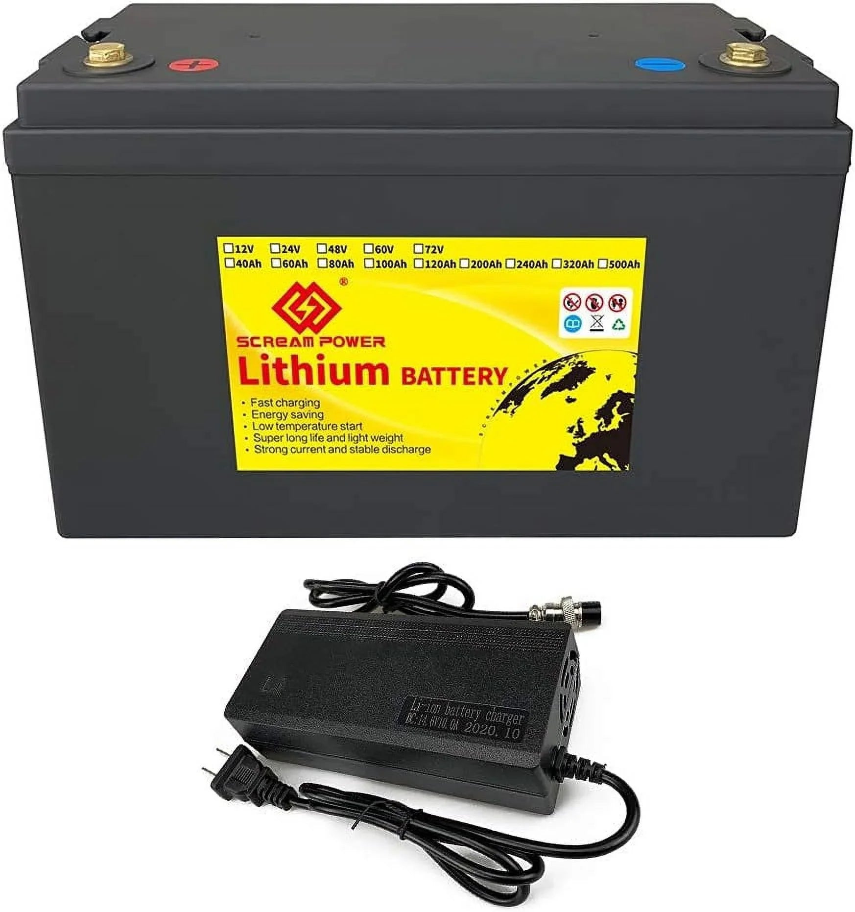 Camping Backup Ports Outdoors System 12v with Generator Battery Portable Solar Battery LiFePO4 Travel and Station 120Ah 1536Wh Solar LiFePO4 Power Charger,for USB Hunting,RV,Marine,Overland,Off-Grid