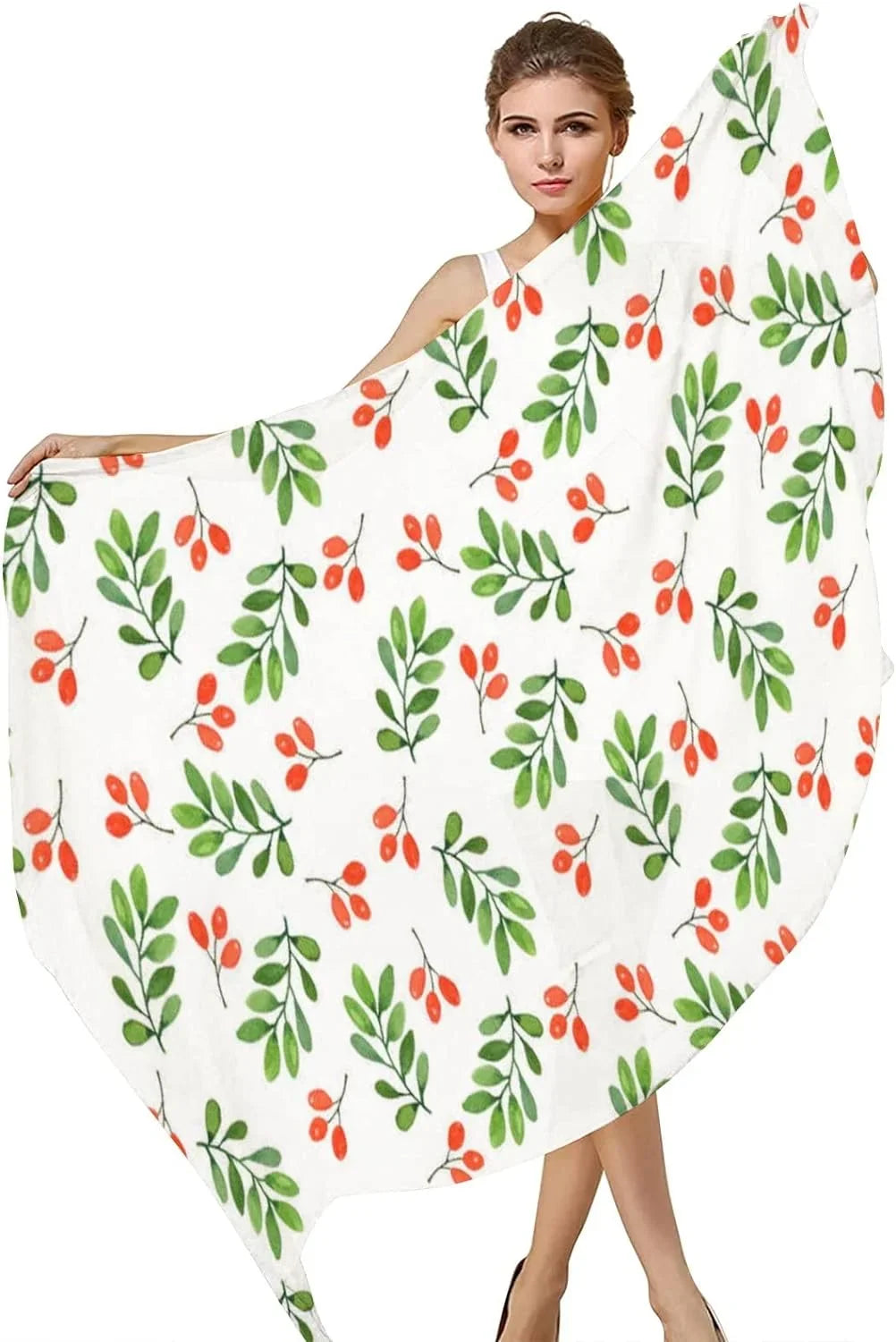 Silk Scarves Women Neck White Floral Scarf Hyjoy Wrap on Girls Long Lightweight Shawl Watercolor Pattern for