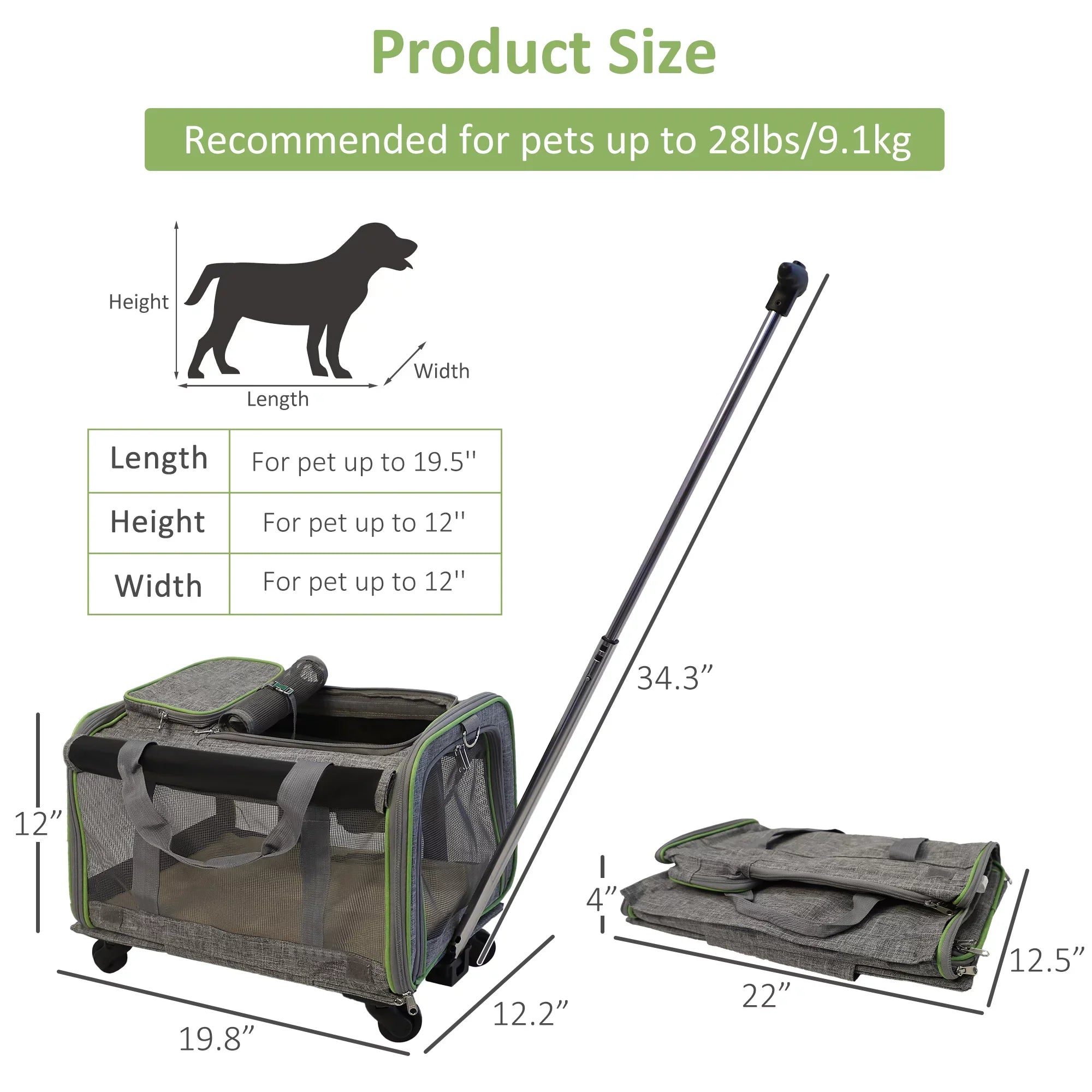 for Mesh Telescopic Soft-Sided Carrier with Removable Carrier Cats, Airline Pet with Cat Handle, and Wheels Cat Pet Safety for Wheel Approved Strap and Dog, Dogs Base, & Carrier