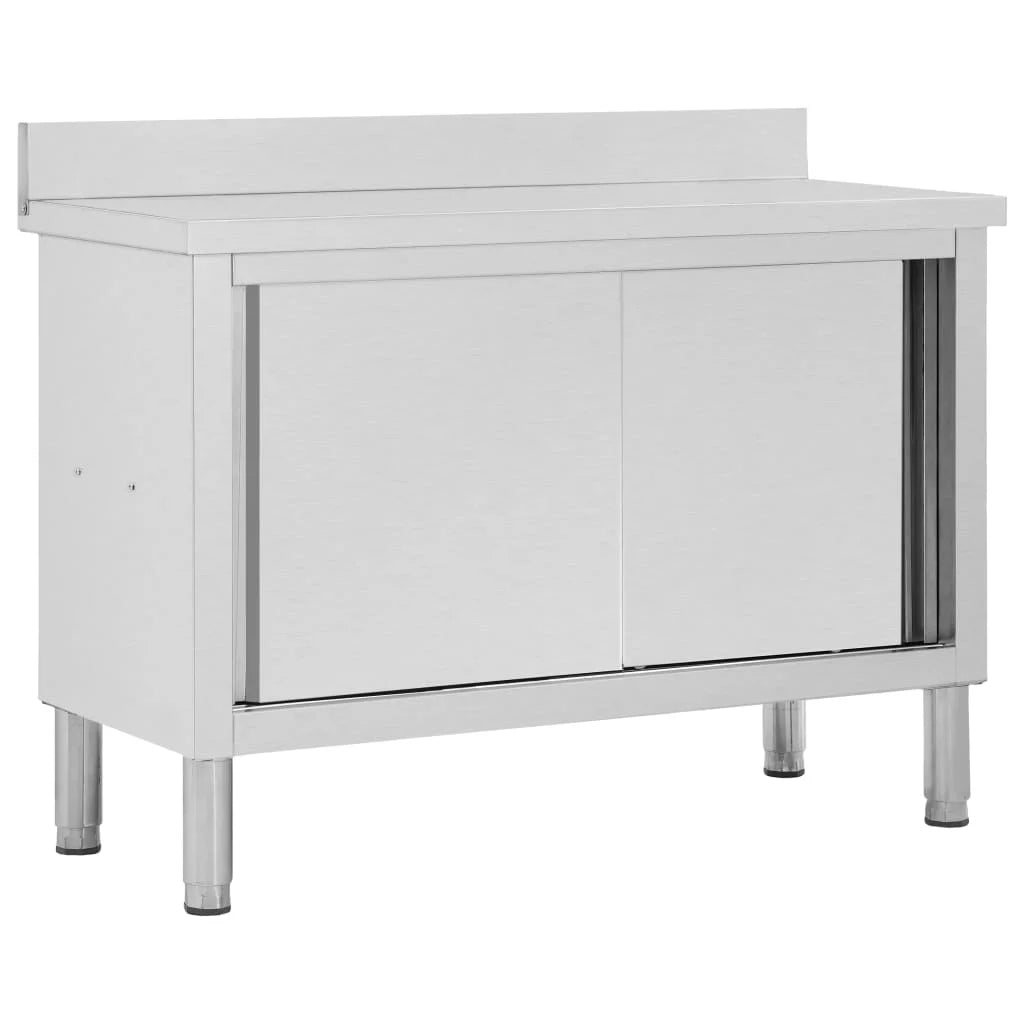 Doors with Work Sliding 47.2"x19.7"x37.4" Table Steel Stainless