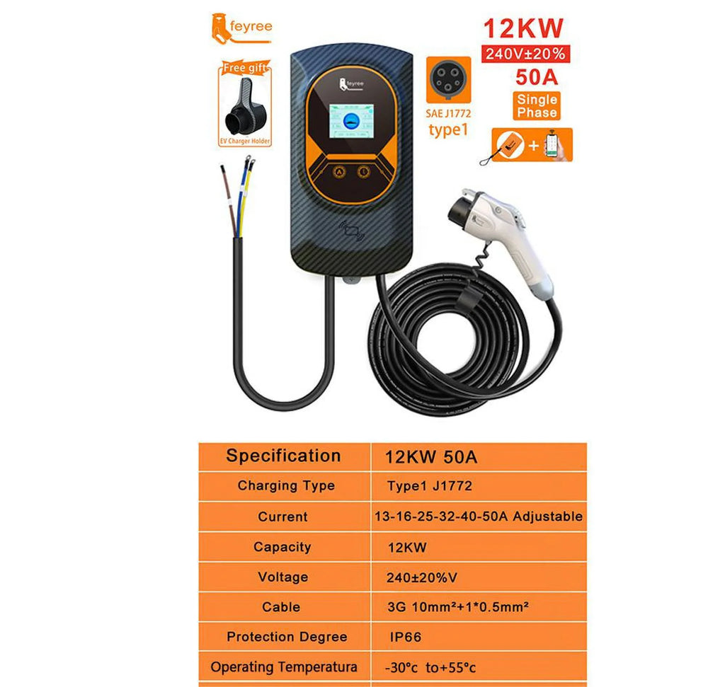 Charger 50Amp Cable Vehicle Charging 240V APP Level 26FT Electric EV Station 2