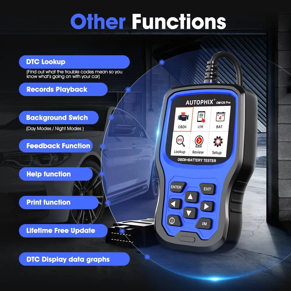 Full 12V 2 Test OBD2 Scanner Code Engine AUTOPHIX Diagnostic 1 PRO Battery Auto OBD Cranking OBD2 EOBD Reader in Function Automotive Automotive OM129 Analyzer Test Battery Tool Tester Charging Scanner