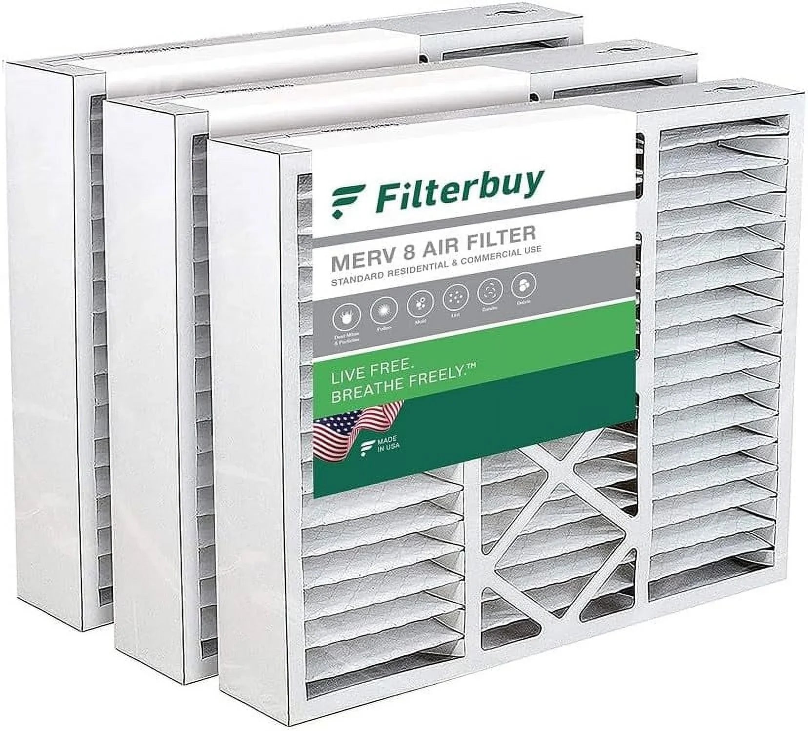 (3-Pack) MERV 8 Air X0585 for HVAC 20x20x5 Filterbuy Furnace Filters and Lennox Pleated FC100A1011 Honeywell AC