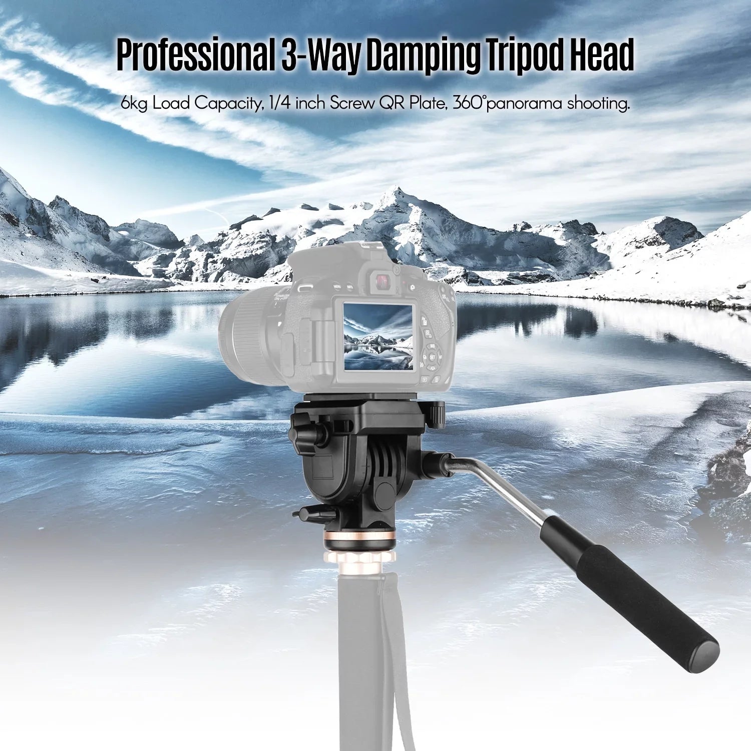 6kg 1 Compatible Professional Tripod Pan Video Release Drag Capacity 4 DSLR Plates Quick Load Inch Damping Fluid Camera with Head with Head Handle Docooler Cameras Camcorders