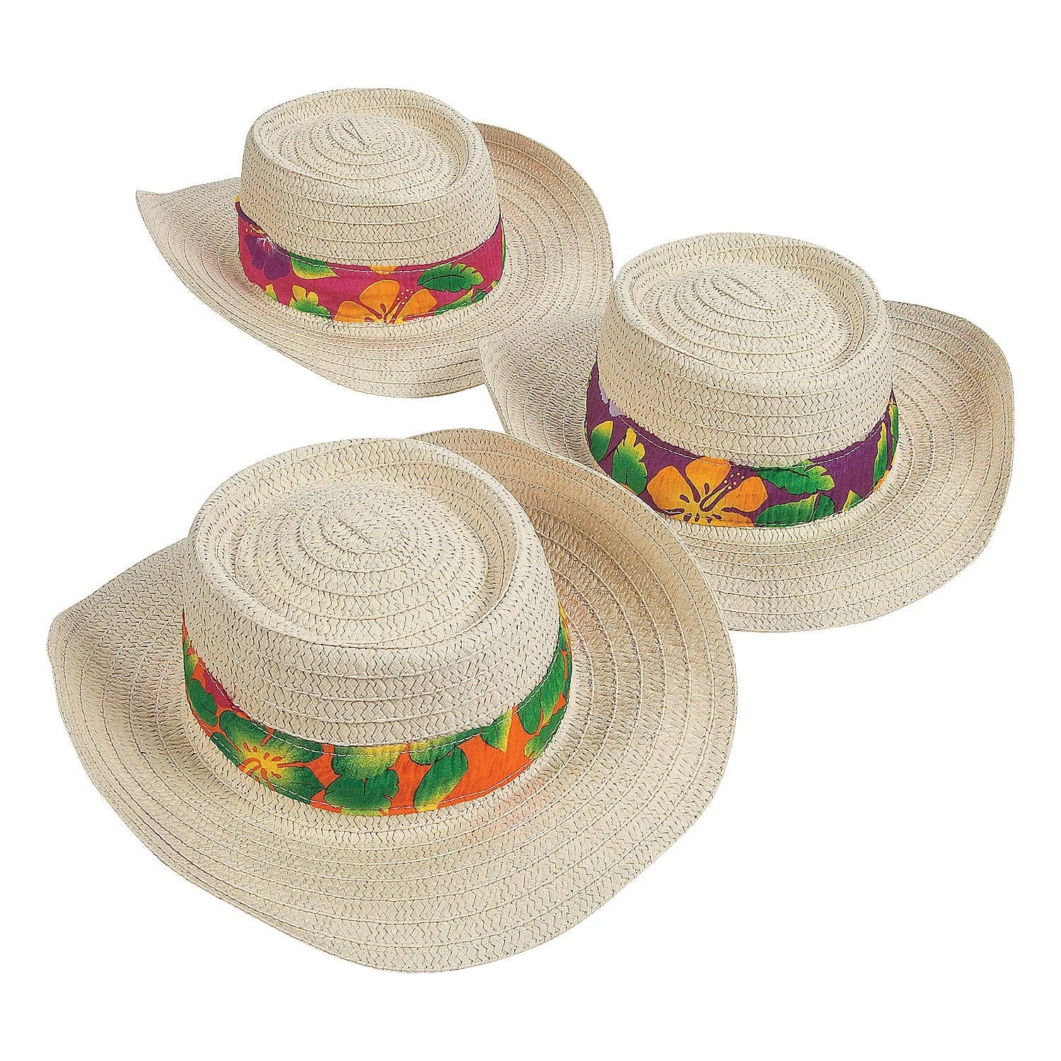 Hat Party Band - - Wear Beach Print W/Hibiscus Pieces 12