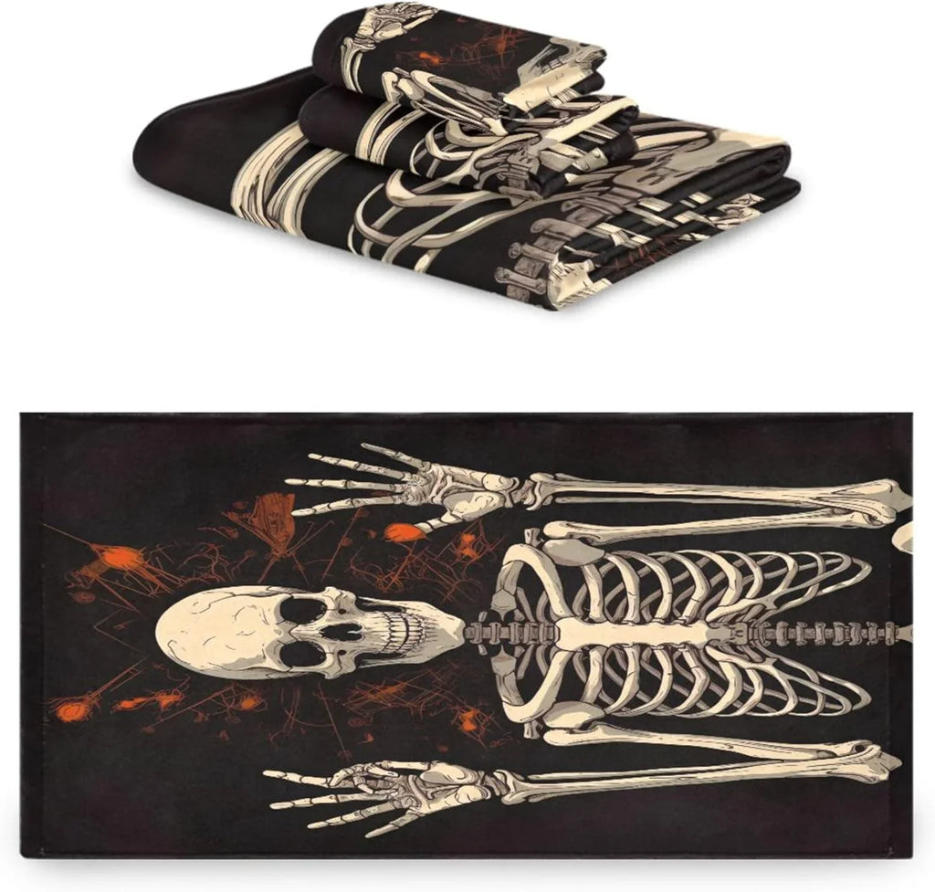 Bathroom Towel Washcloth Pool Bathroom Skeleton Absorbent Decorative for Washcloth Gift Towel Soft Set Towel Towels Hand Halloween Bath Swimming Coolnut 3-Piece Beach Gym Hotel