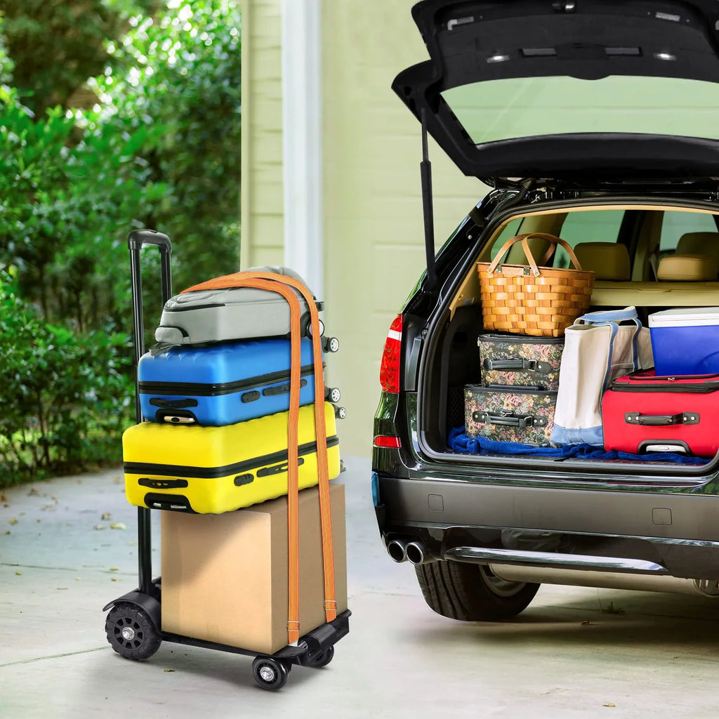 Big Duty Folding Wheels for Cart Travel Black Moving Luggage Platform and Heavy Use. with Cart Cart Luggage for siisll Home, Lightweight Hand Truck Capacity Office Folding Collapsible Cart for Utility