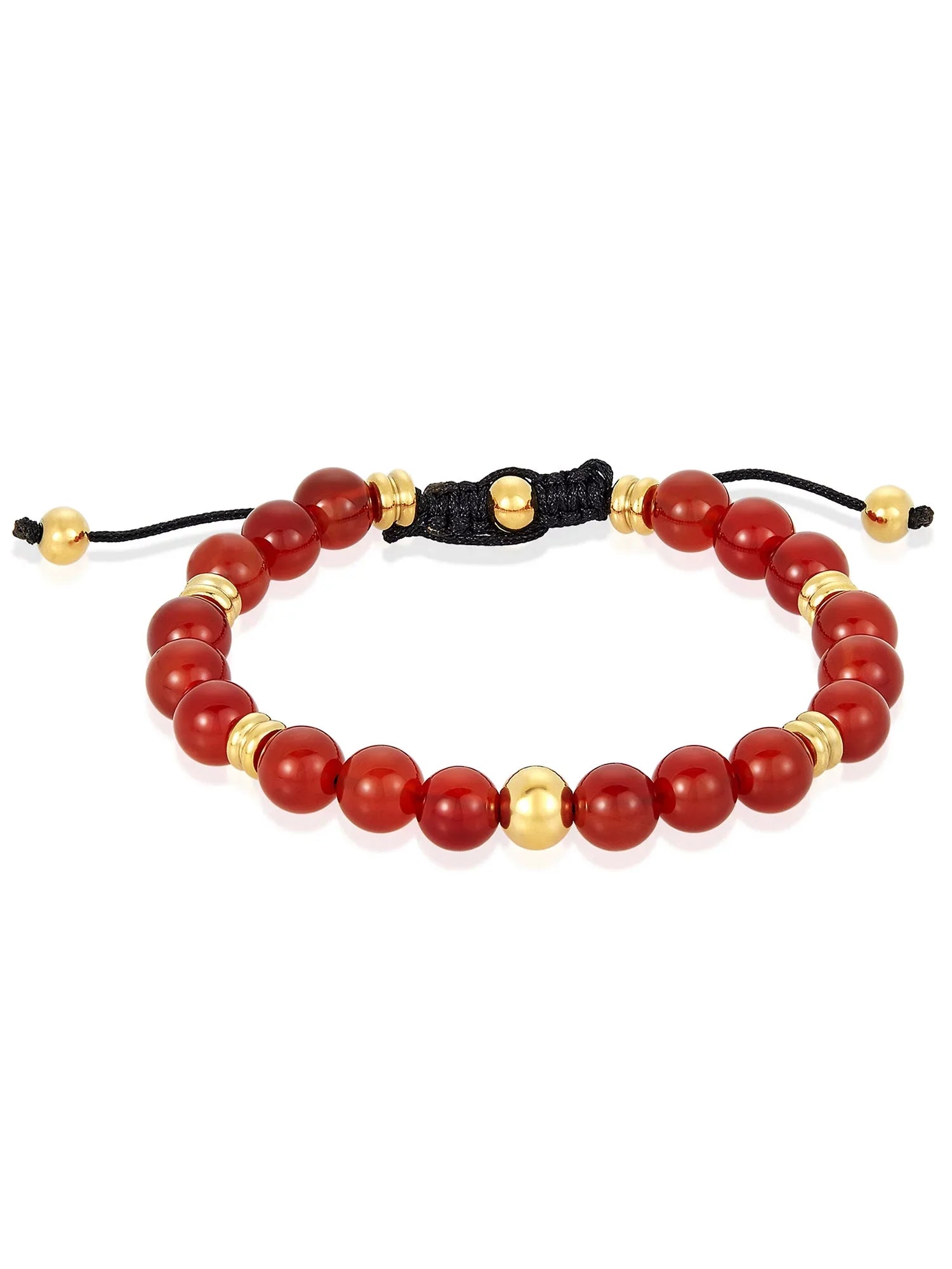 Red and Plated Bracelet Gold Jewelry Men's Beaded Adjustable Stone Agate (8mm) Coastal Steel Stainless