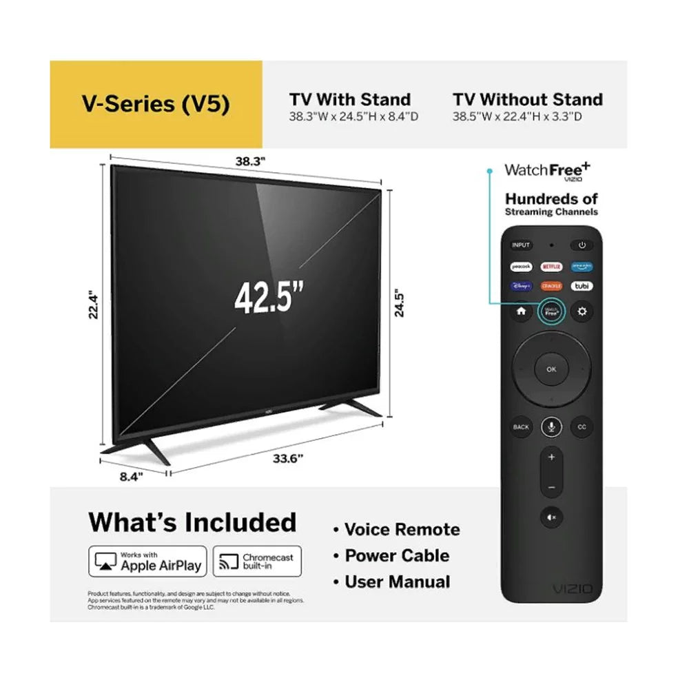 (Refurbished) - V435-J01 UHD Restored V-Series VIZIO LED SmartCast 4K TV 43" Class