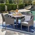 Grey, Set Silver Wicker Rectangular with Cushions, Arcadia Piece Dining Outdoor 7