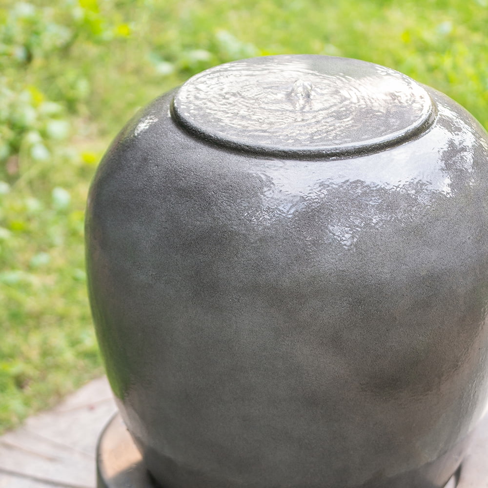 Antique Water Cement Fountain & feature For Unique Gray, Deck Lawn, 19.5x19.5x32.5" Design Heavy Outdoor Patio Urn Home Cute Garden,