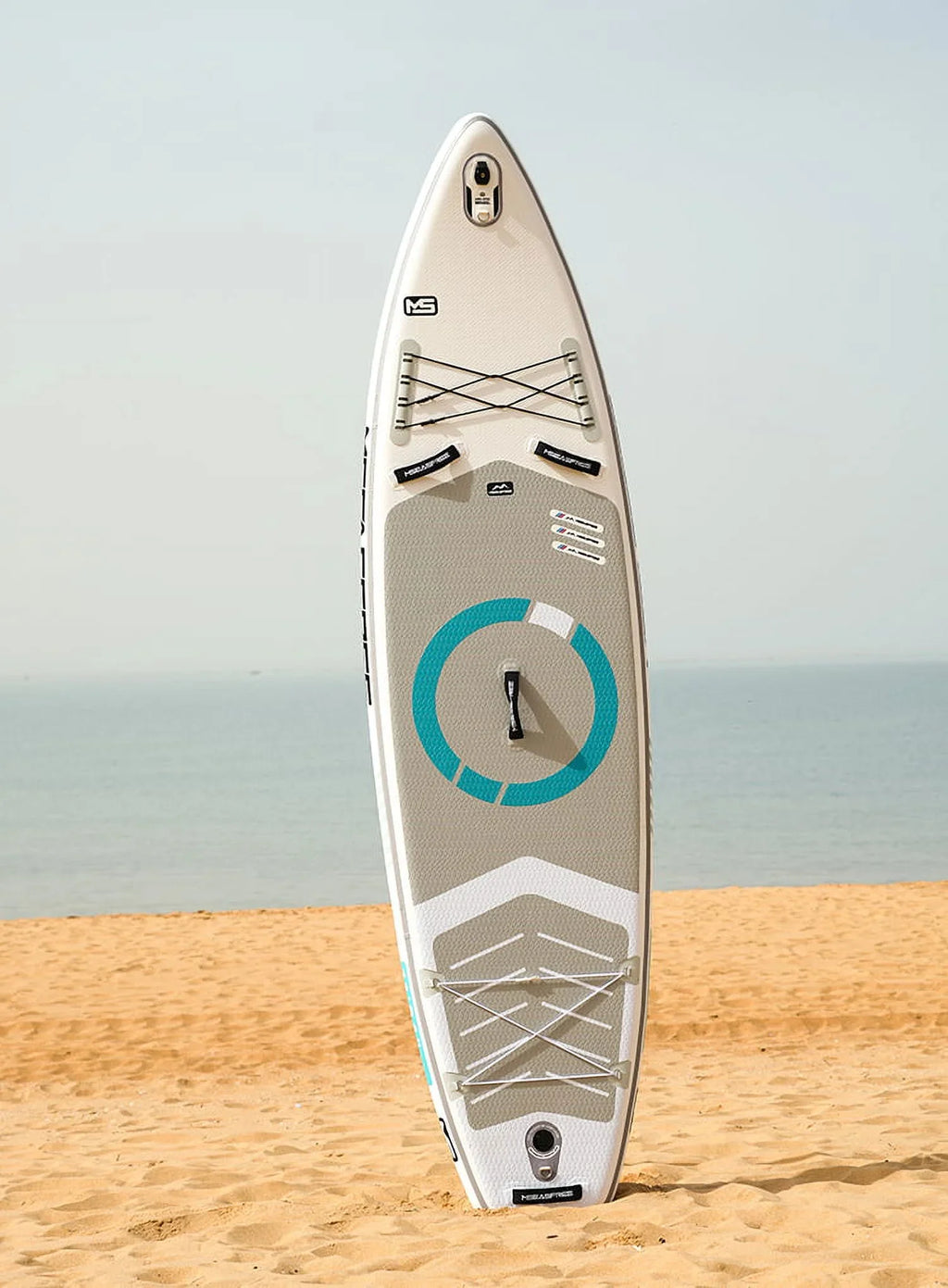 Paddle, Accessories Bottom & Deck Leash, Stance, Surf Control, Wide Fin Paddle Board(6In Paddling, Thick)with Youth Inflatable Backpack, SUP Premium Non-Slip & Stand for Up for Adult(White)
