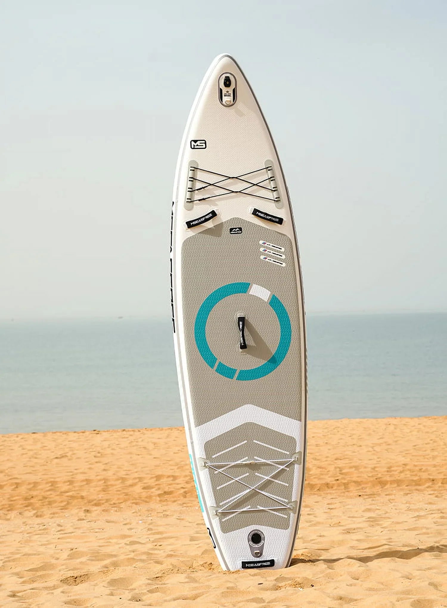Paddle, Accessories Bottom & Deck Leash, Stance, Surf Control, Wide Fin Paddle Board(6In Paddling, Thick)with Youth Inflatable Backpack, SUP Premium Non-Slip & Stand for Up for Adult(White)