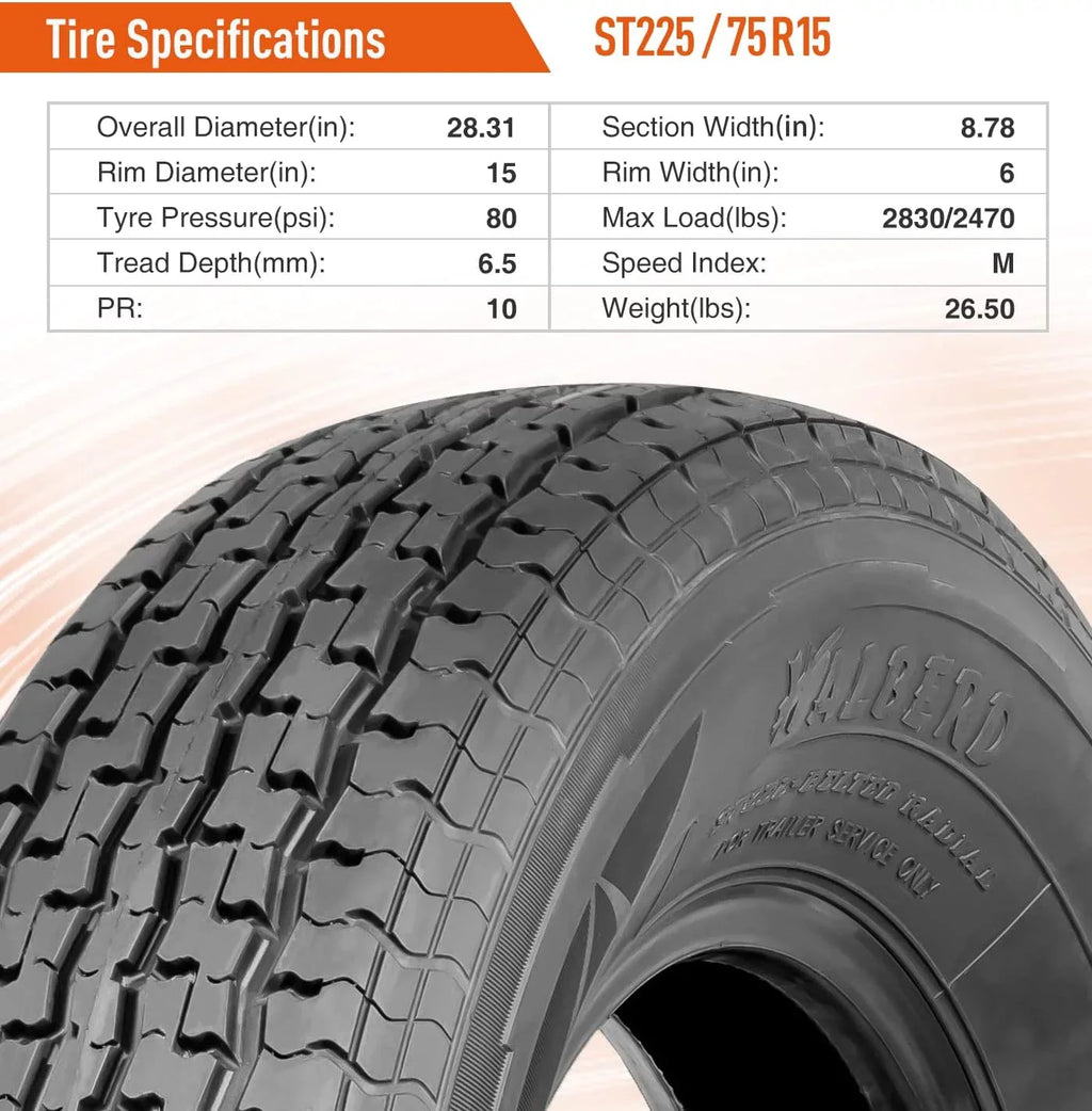 Duty condition Tires Trailer Radial 75 ST225/75R15 225 15 all-road Trailer Improve E Range Heavy Tires Traction 2 in Set 10PR Load