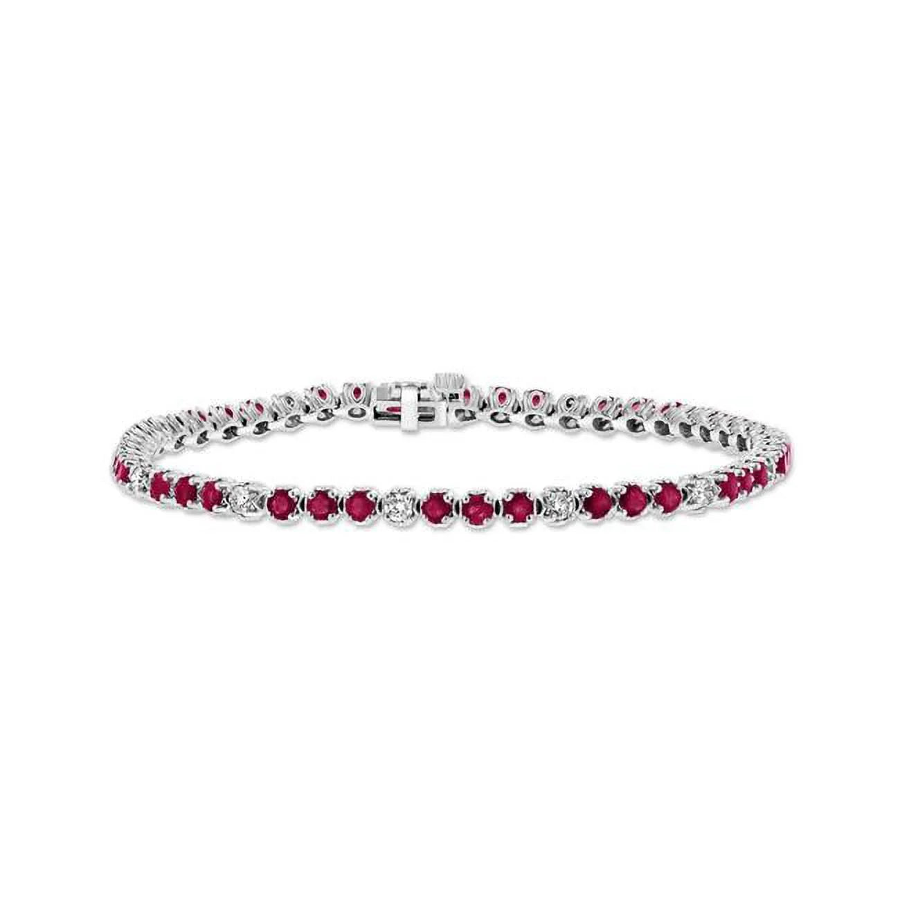 Diamond & 3.09 White CTW Bracelet, Creations Ruby Gold 14K Louis