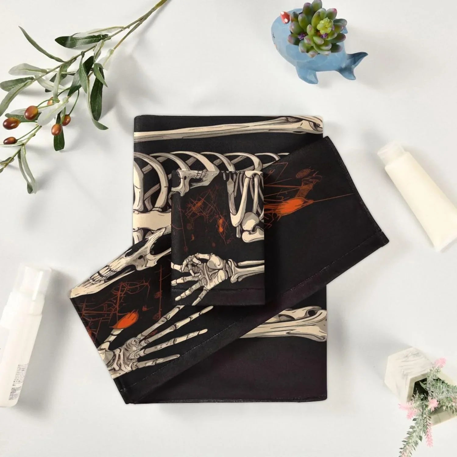 Bathroom Towel Washcloth Pool Bathroom Skeleton Absorbent Decorative for Washcloth Gift Towel Soft Set Towel Towels Hand Halloween Bath Swimming Coolnut 3-Piece Beach Gym Hotel