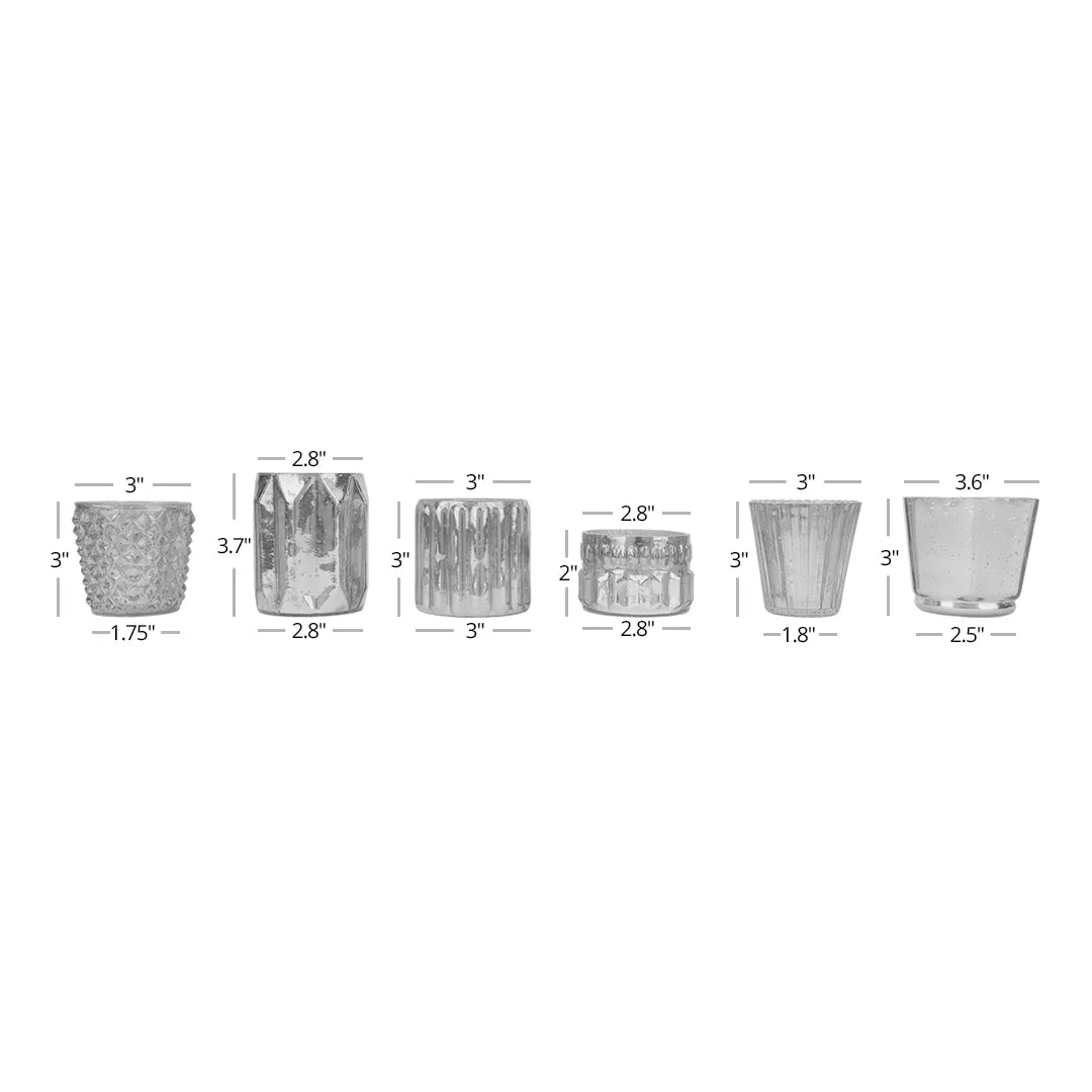Koyal Candle 6?Pack, Votives Mixed Navy for Candle Holders Holders, Glass Wholesale Mercury Candle Blue Mismatched