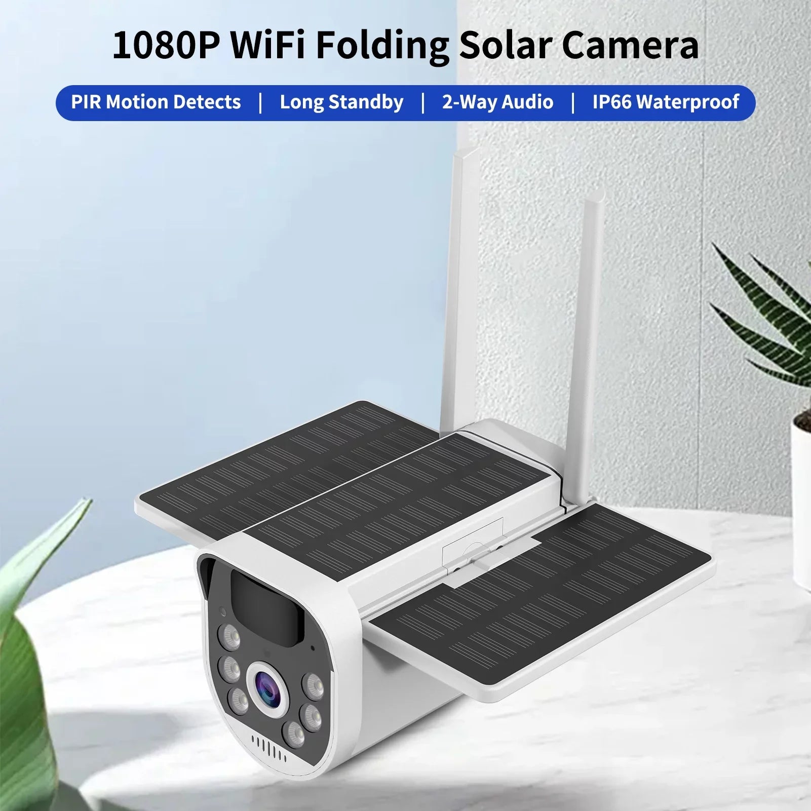 Folding Mobile Andoer Home Camera 4G PIR Standby Detects Battery Camera 1080P Phone Compatible with Computer IP66 WiFi Waterproof 2-Way Motion Long Solar Audio with with Rechargeable