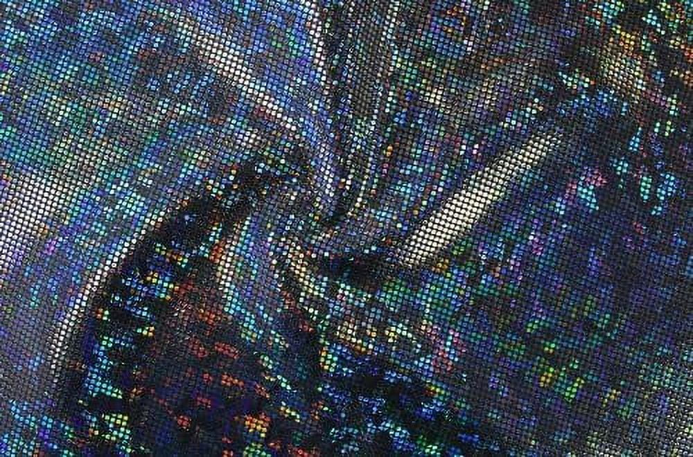 Fabric For 4-Way Gymnastics, Spandex Swimwear, Stretch Hologram-Black/Black- Dance Glass Shattered Etc.