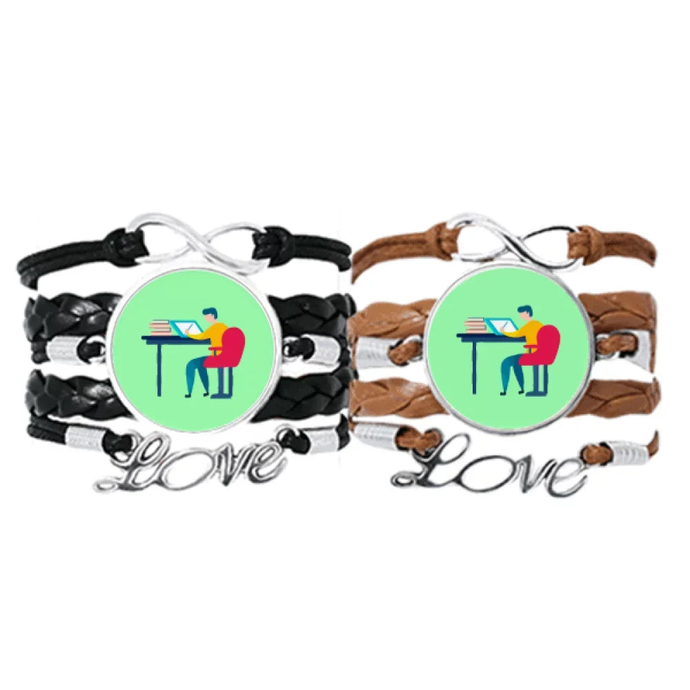 Worked Designer Hard Set Double Paint Wristband Rope Strap Leather Seriously Bracelet Hand