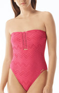 DRAGON Bandeau Crochet One-Piece US 6 Swimsuit, Vince Camuto FRUIT
