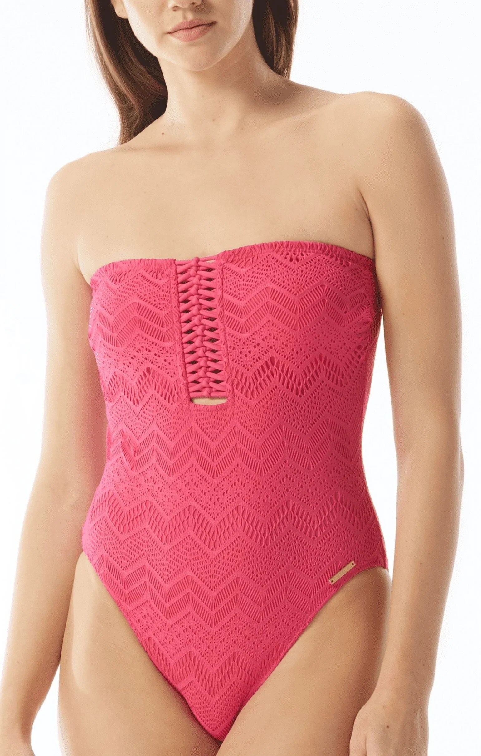 DRAGON Bandeau Crochet One-Piece US 6 Swimsuit, Vince Camuto FRUIT