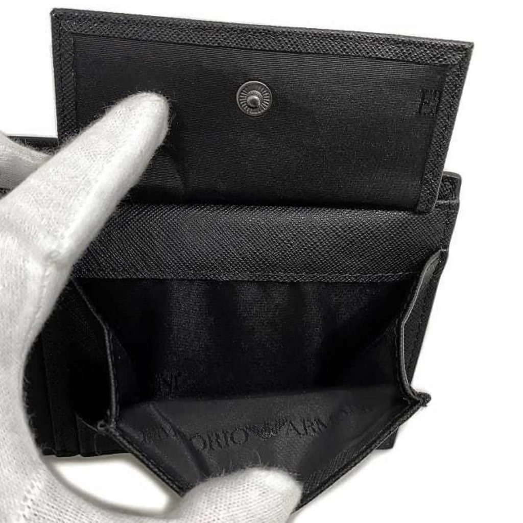 black Y4R165 Pre-Owned (Like folio New) Emporio white EMPORIO ARMANI Armani wallet men's leather