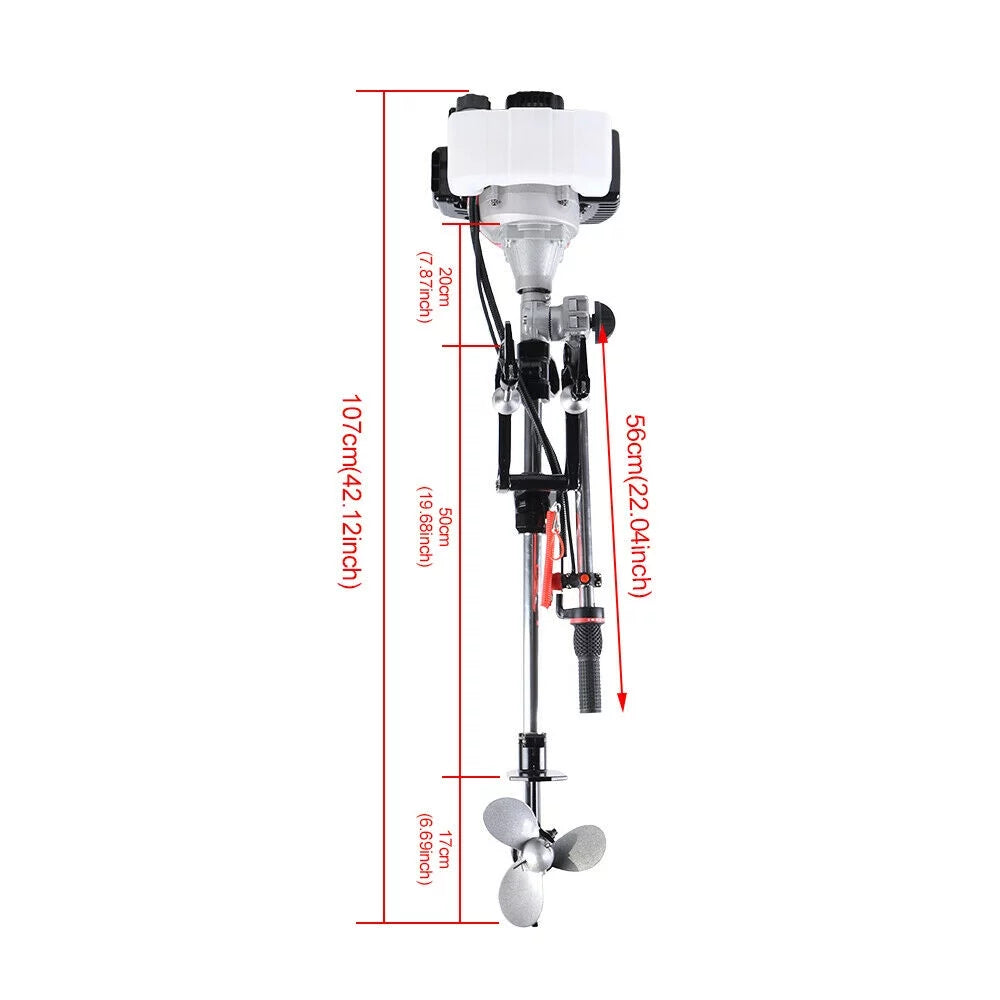 System Outboard Cooling 2.3HP Shaft Kayak 2Stroke Boat Engine Long W/Air Motor