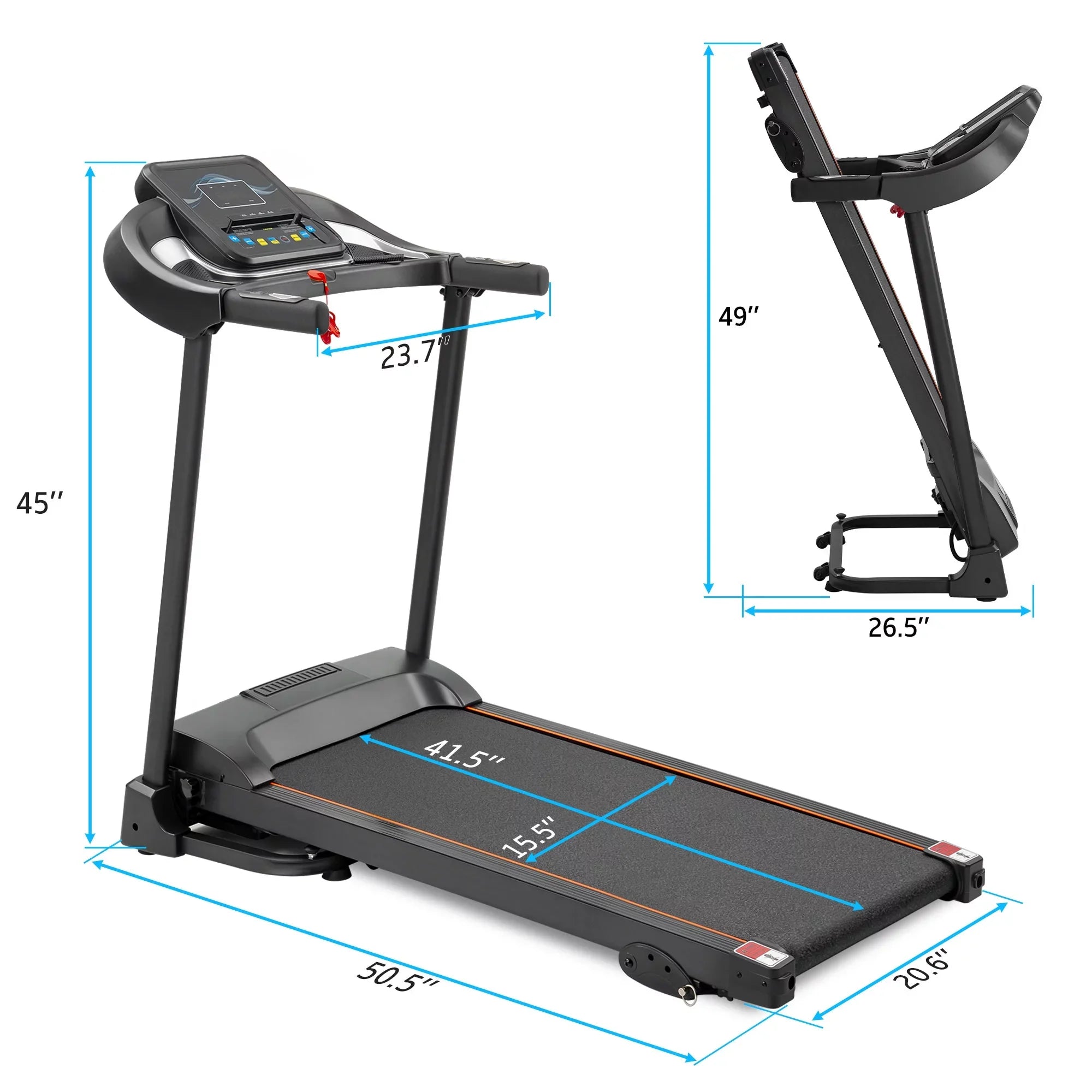 Adjuster with Speakers Audio Running Jogging Motorized Treadmill Easy Folding Machine and Incline Compact