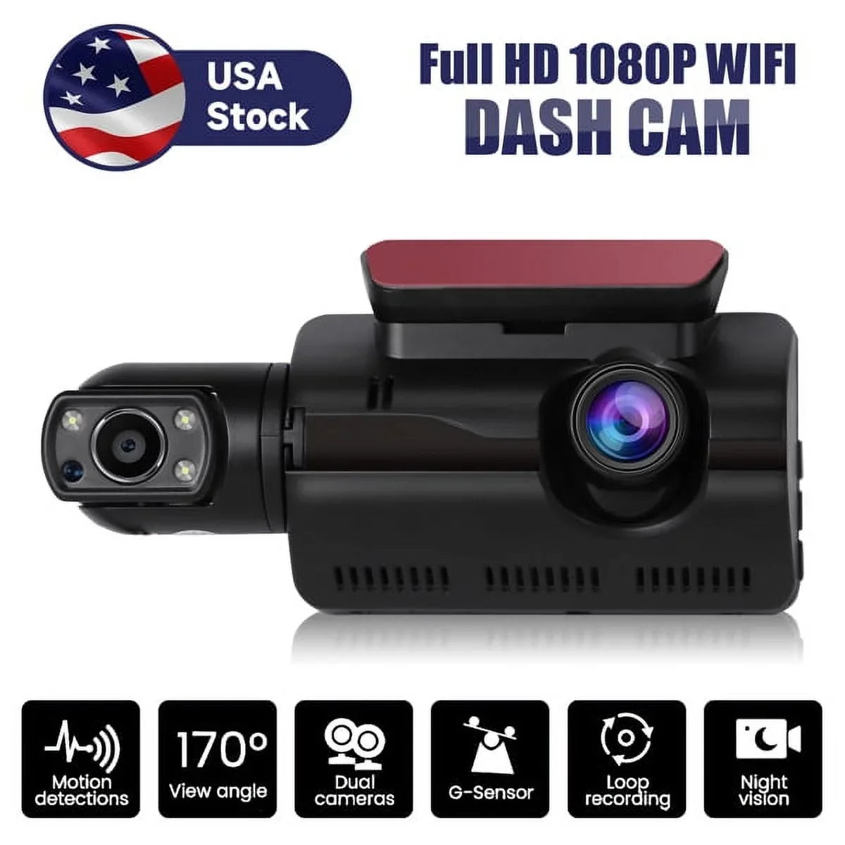 Dash with Wide Rear, SYTHERS 1080P Front Angle Camera Cam 170¡ã Vision Dash Night and