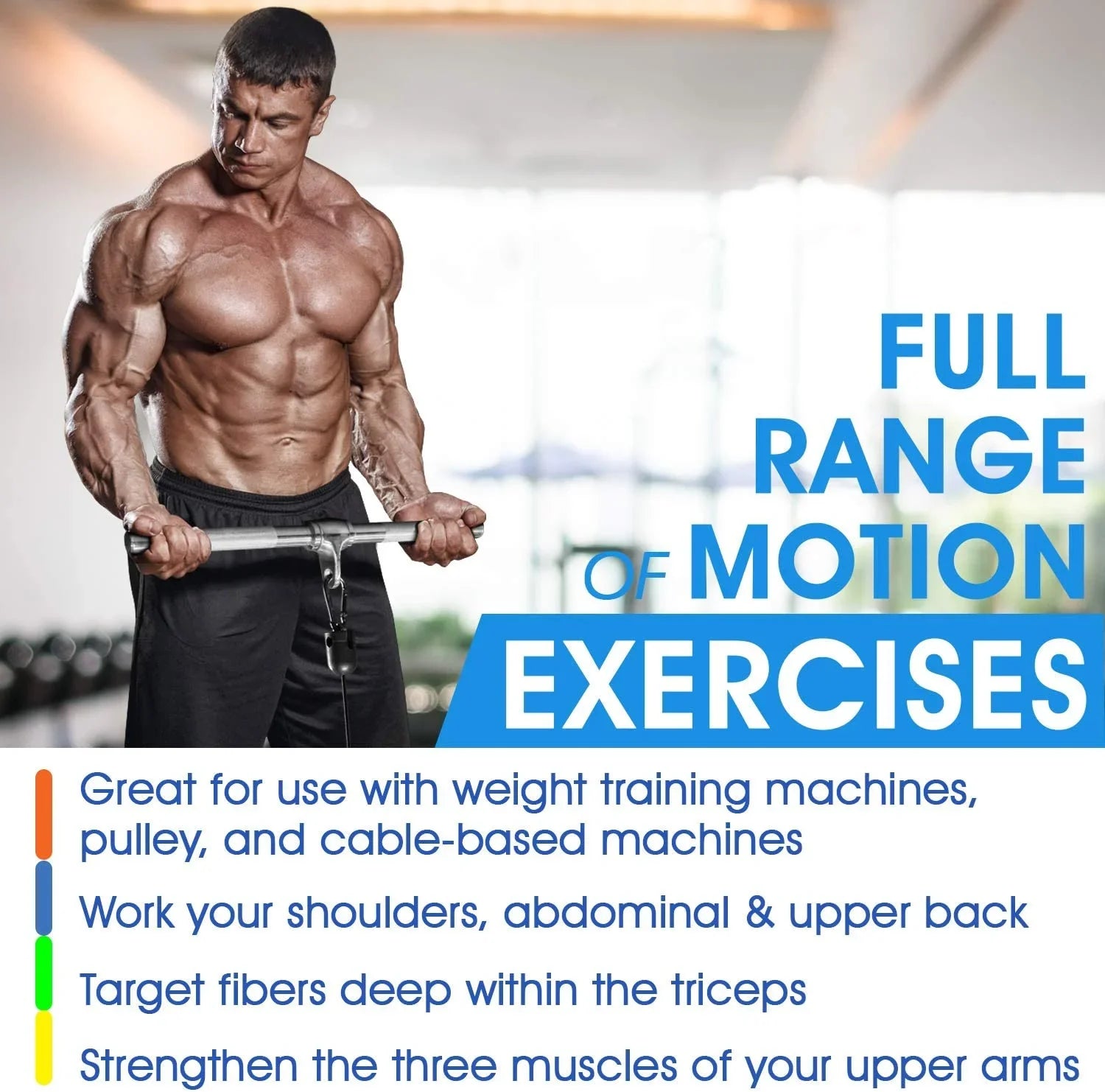 '+ Rope Double Attachment V-shaped Cable Handle Yes4All D Combo Bar Tricep +