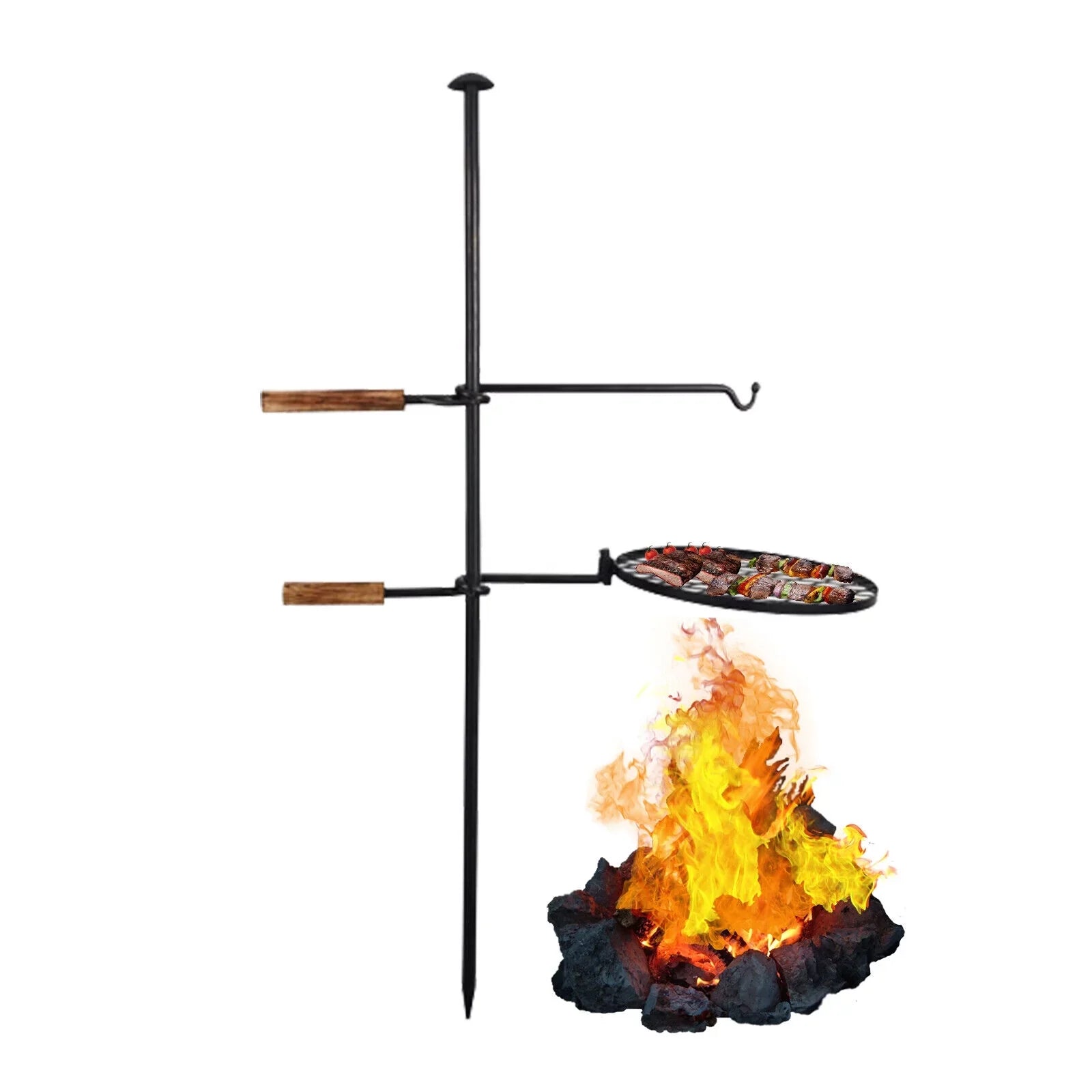 Outdoor Camping in1 BBQ Charcoal Grill Grill Swivel Fire Grill Adjustable Pit 2