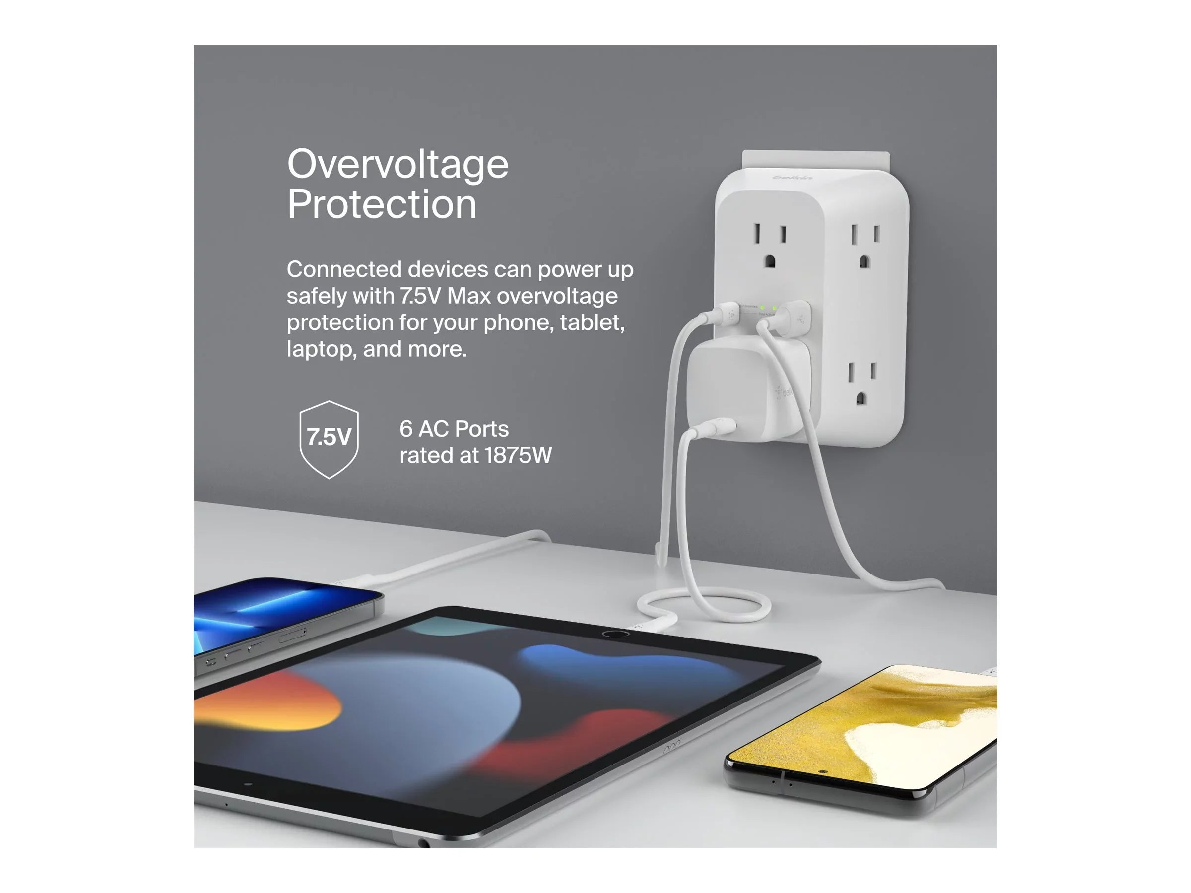'- output connectors: mountable) Belkin AC 8 (wall Surge protector - -