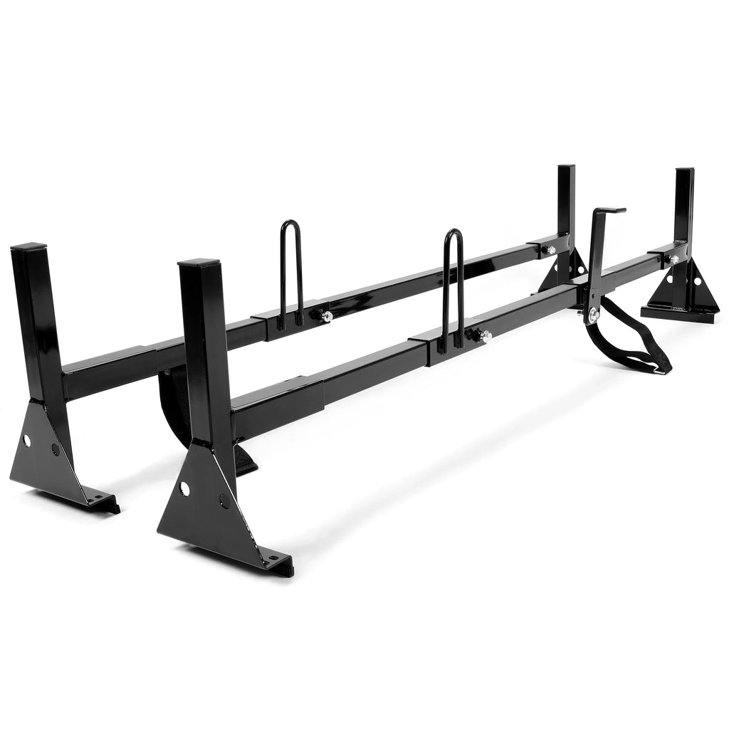GMC Kojem Roof Rack Rack Vans 2 Universal Full-Size Ladders Carry Steel Bars Mount E-Series Adjustable Chevy Express Savana Ford for 68"-75"