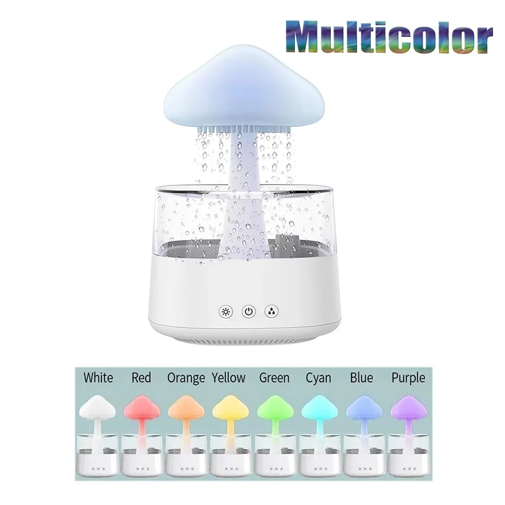Sleep Fountain Aromatherapy 7 Mist, Cloud Diffuser CJC Drop Rain 450ml Colors Bedside Humidifier Light, Essential Water Desk Relax LED Oil