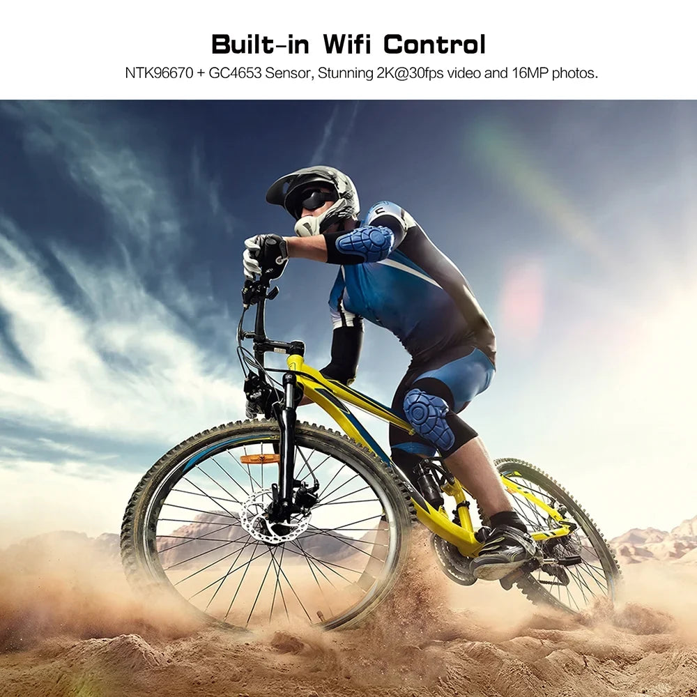 Waterproof WiFi Camera, Helmet mounted Camera Action APP Head Adventure SOOCOO 4K Sports Cycling