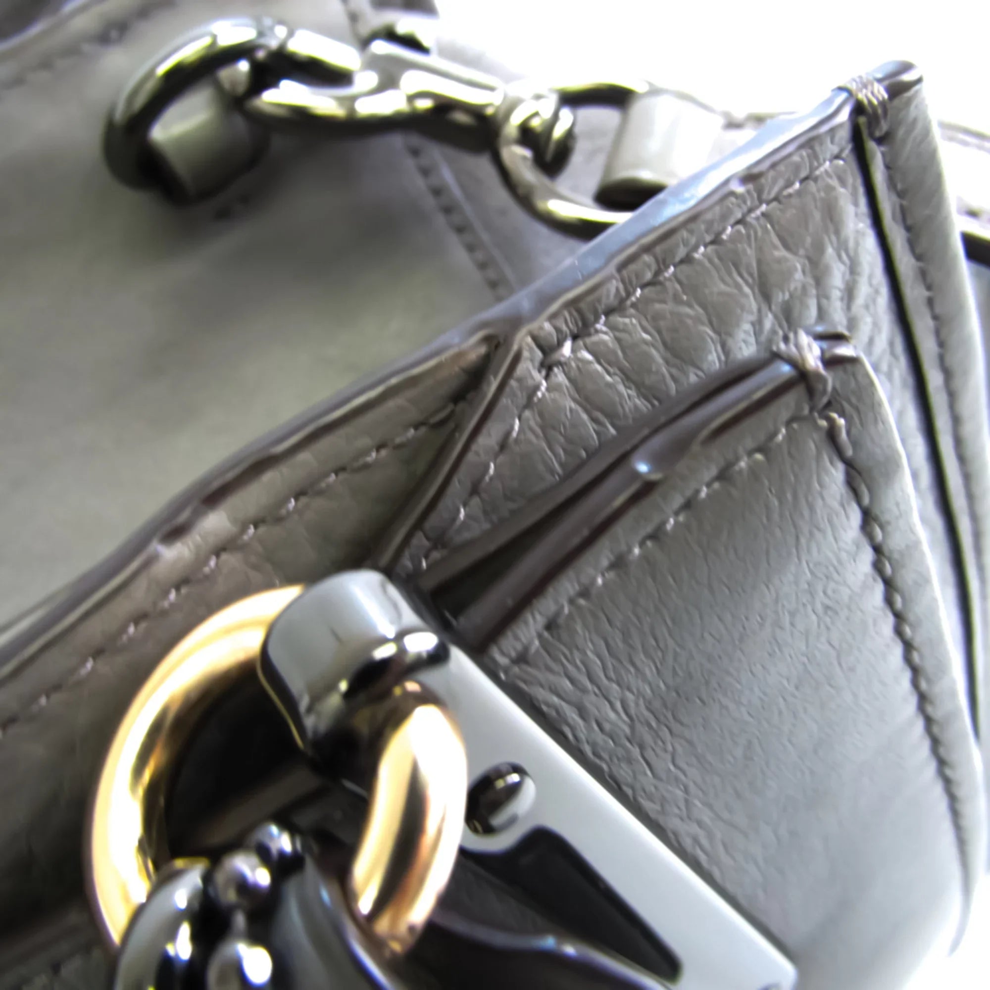 Shoulder (Good) Gray Coach Handbag Leather Bag Womens Pre-Owned