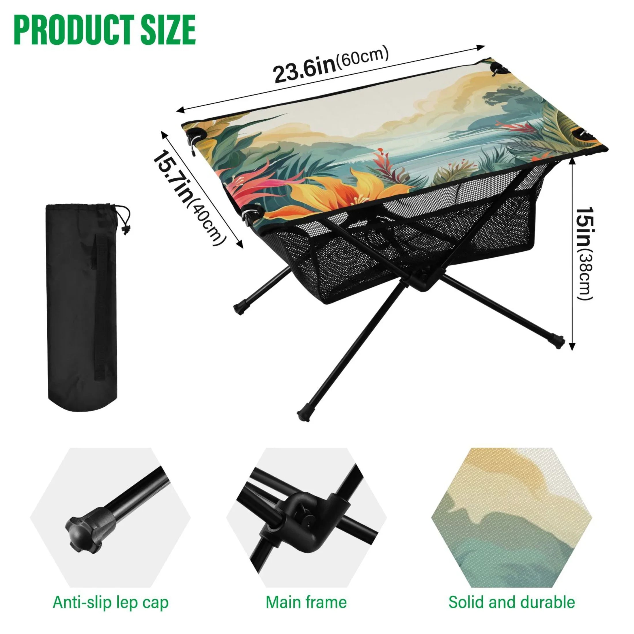 Fishing Outdoor Portable Travel BBQ with Bag Leaves Picnic Folding Landscape Table Storage for Camping Compact Beach Table Table Palm