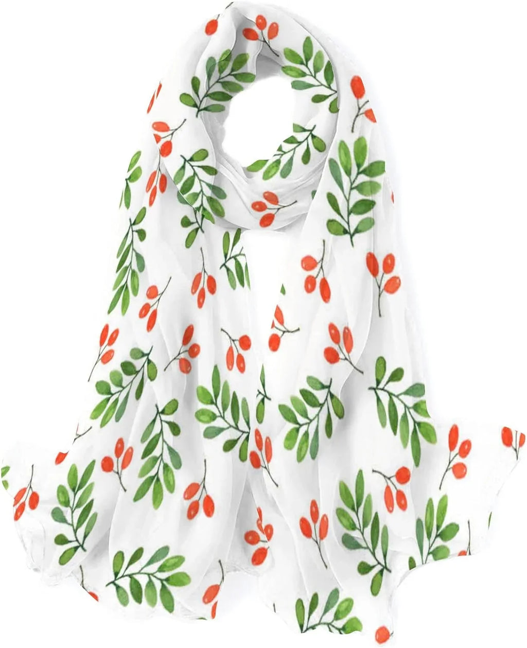 Silk Scarves Women Neck White Floral Scarf Hyjoy Wrap on Girls Long Lightweight Shawl Watercolor Pattern for