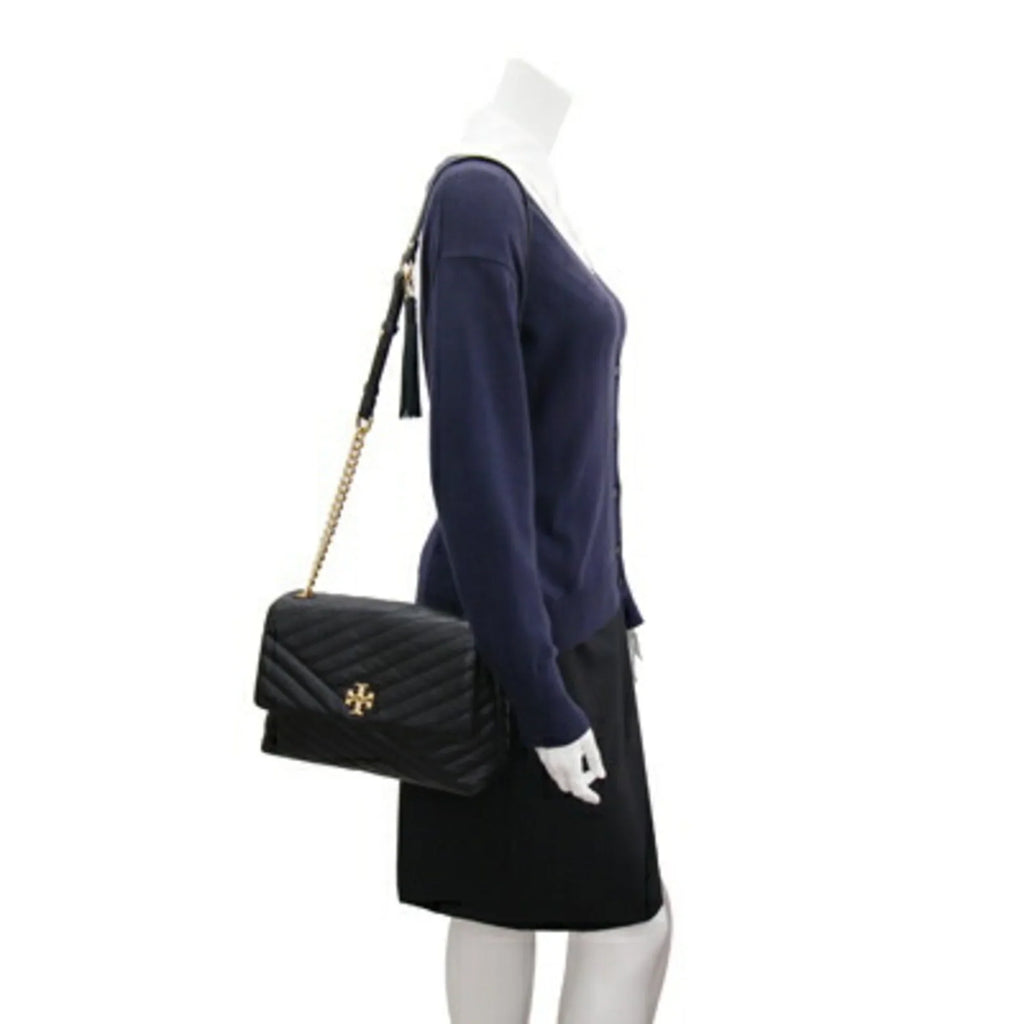 BURCH Shoulder Quilted Chevron Kira Bag Tory Chain Pre-Owned TORY (Good) Black Women's 58465 Leather Burch