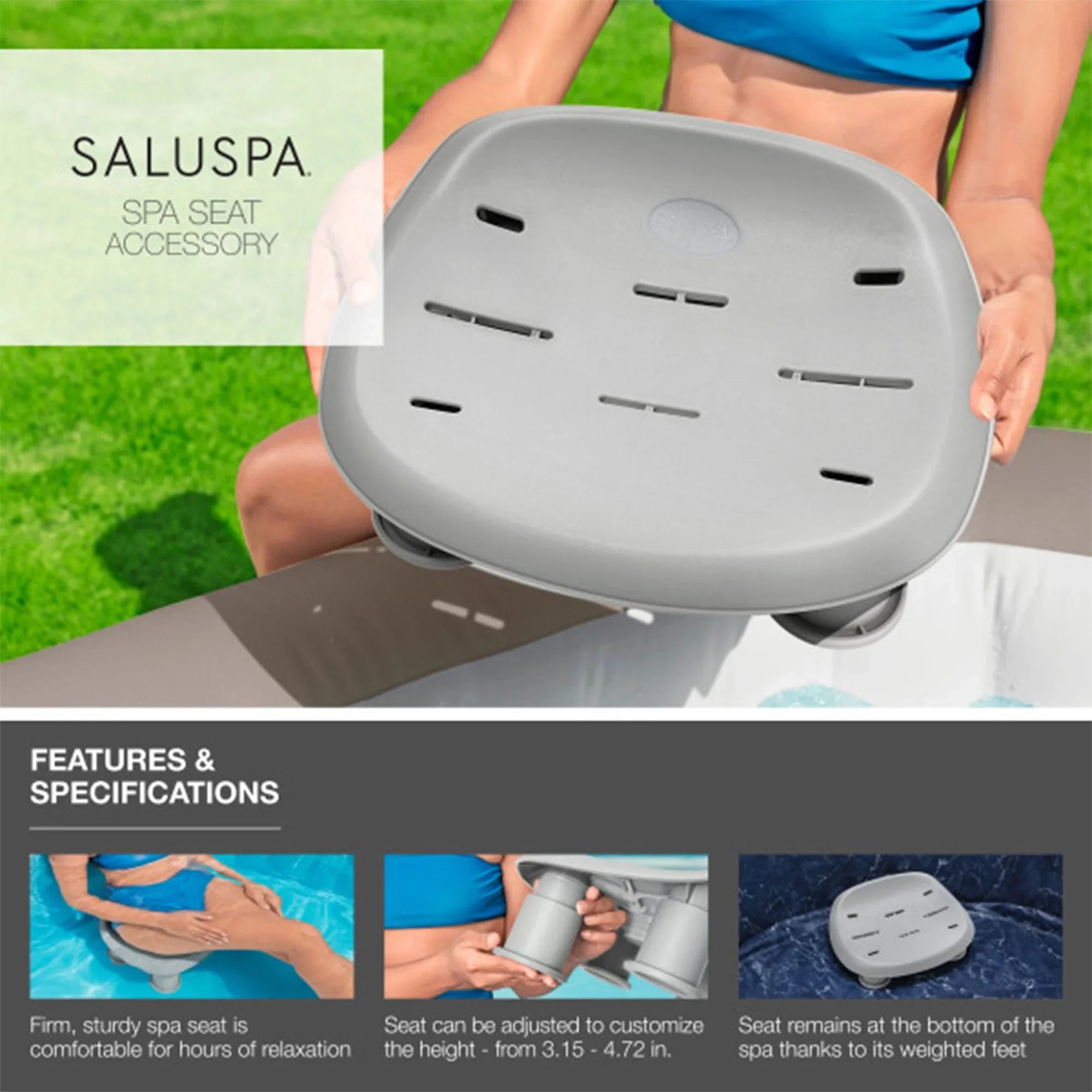 SaluSpa Pool/Spa of Hot Bestway Tub 4 w/Set HydroJet SaluSpa Seat Santorini