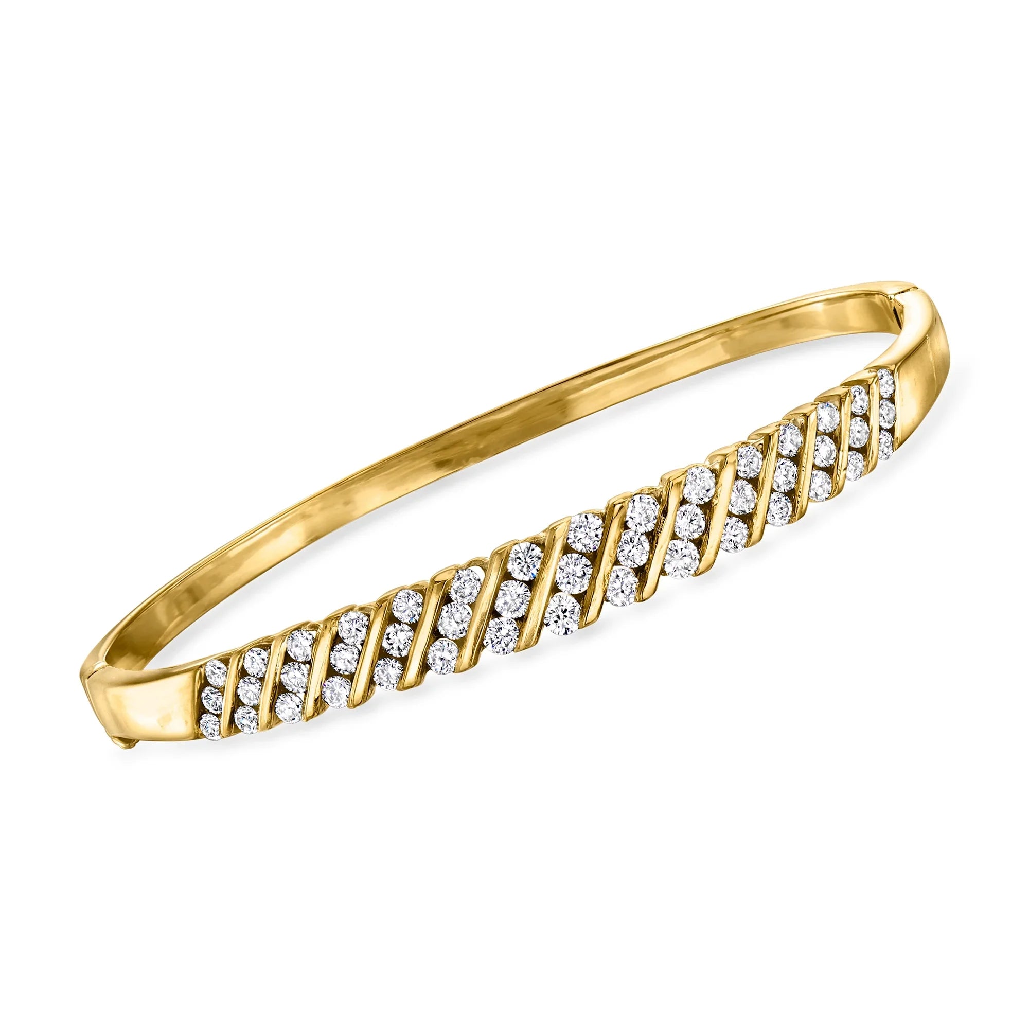 1990 t.w. 14kt 2.00 Yellow Gold, Vintage in Bracelet Ross-Simons C. Pre-Owned Adult, ct. Women's, Bangle Diamond