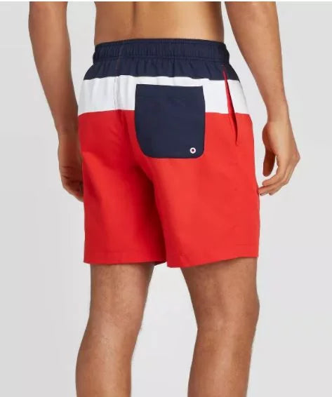 Colorblock - Small 8" Speedo Navy/White/Red- Men's Shorts Swim