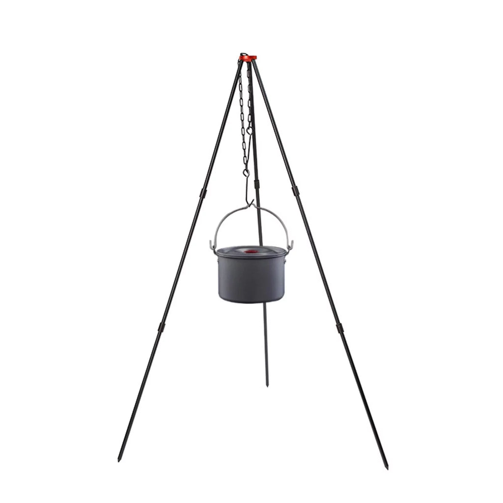 Accessory Portable with ing Campfire Cooking Adjustable Outdoor Camping Black Tripod, Pot Picnic Cookware , Grill Tripod Aluminum Stand