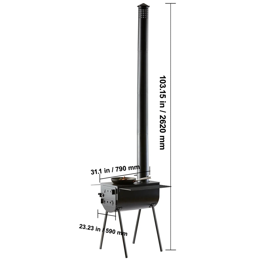 Camping in SKYSHALO Portable Wood 118 Stove Hot Tent for Outdoor Stove Pipes w/ BBQ