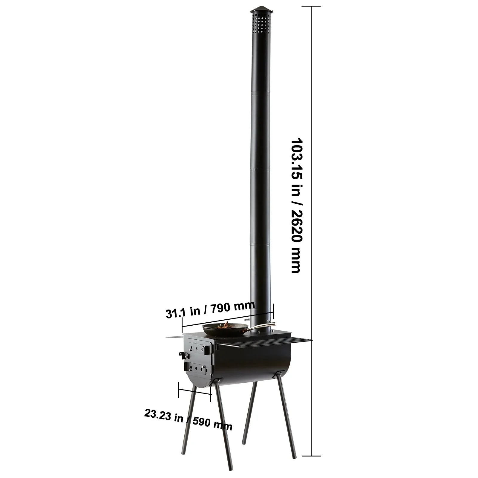 Camping in SKYSHALO Portable Wood 118 Stove Hot Tent for Outdoor Stove Pipes w/ BBQ