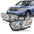 [Halogen Fits Chrome 2010 2008 highlander Type] - Headlights Left+Right 2009 Replacement Pair Toyota AKKON